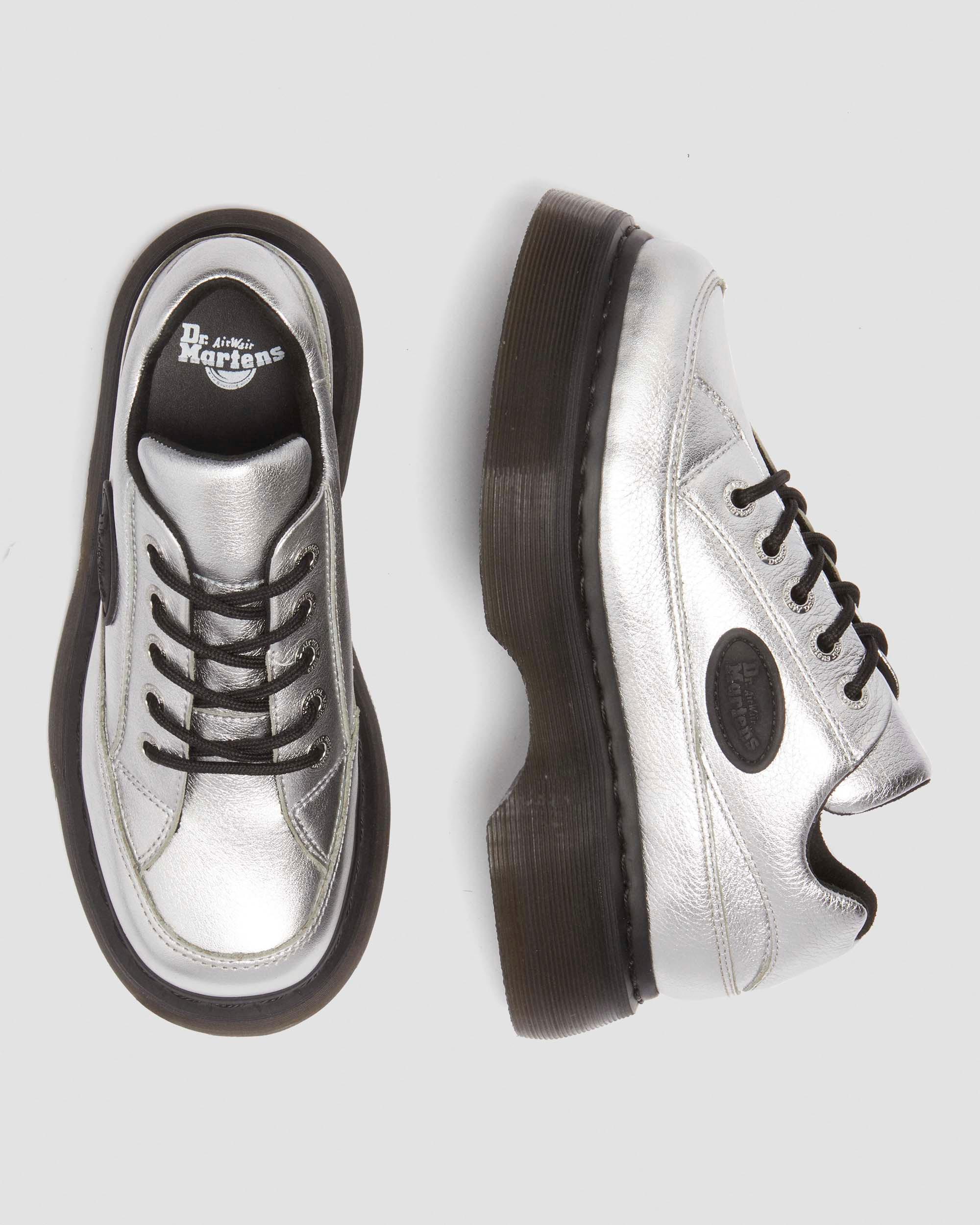 Buzz 5-Eye Metalic Leather Shoes in Silver
