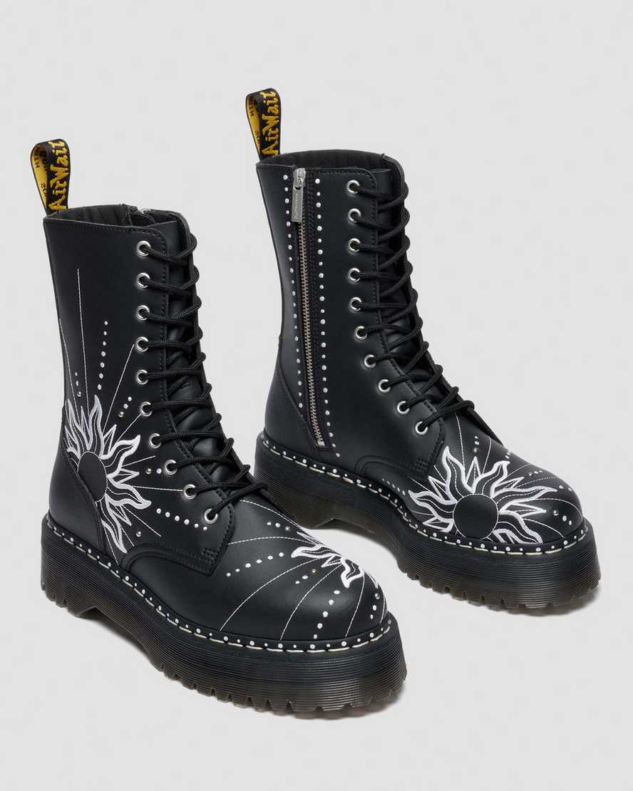 Dr. Martens Jadon Hi Solar Flare Reclaimed Leather Platform Boots In Multi