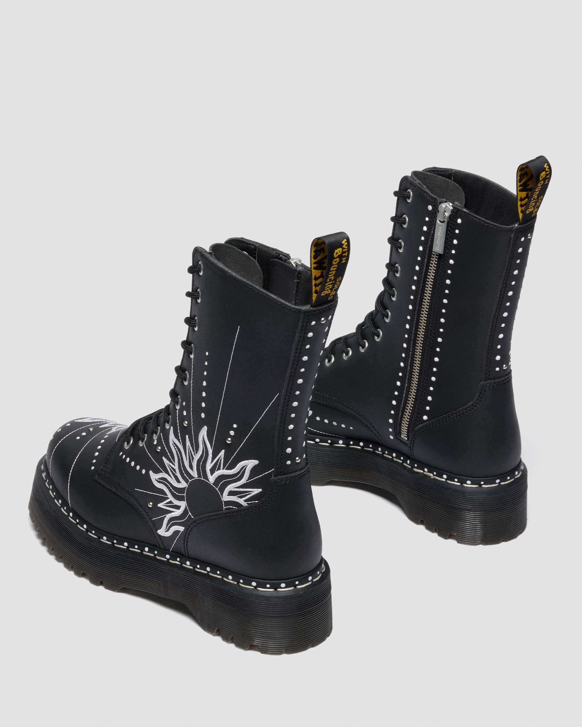 Jadon Hi Solar Flare Reclaimed Leather Platform Boots in Black & White