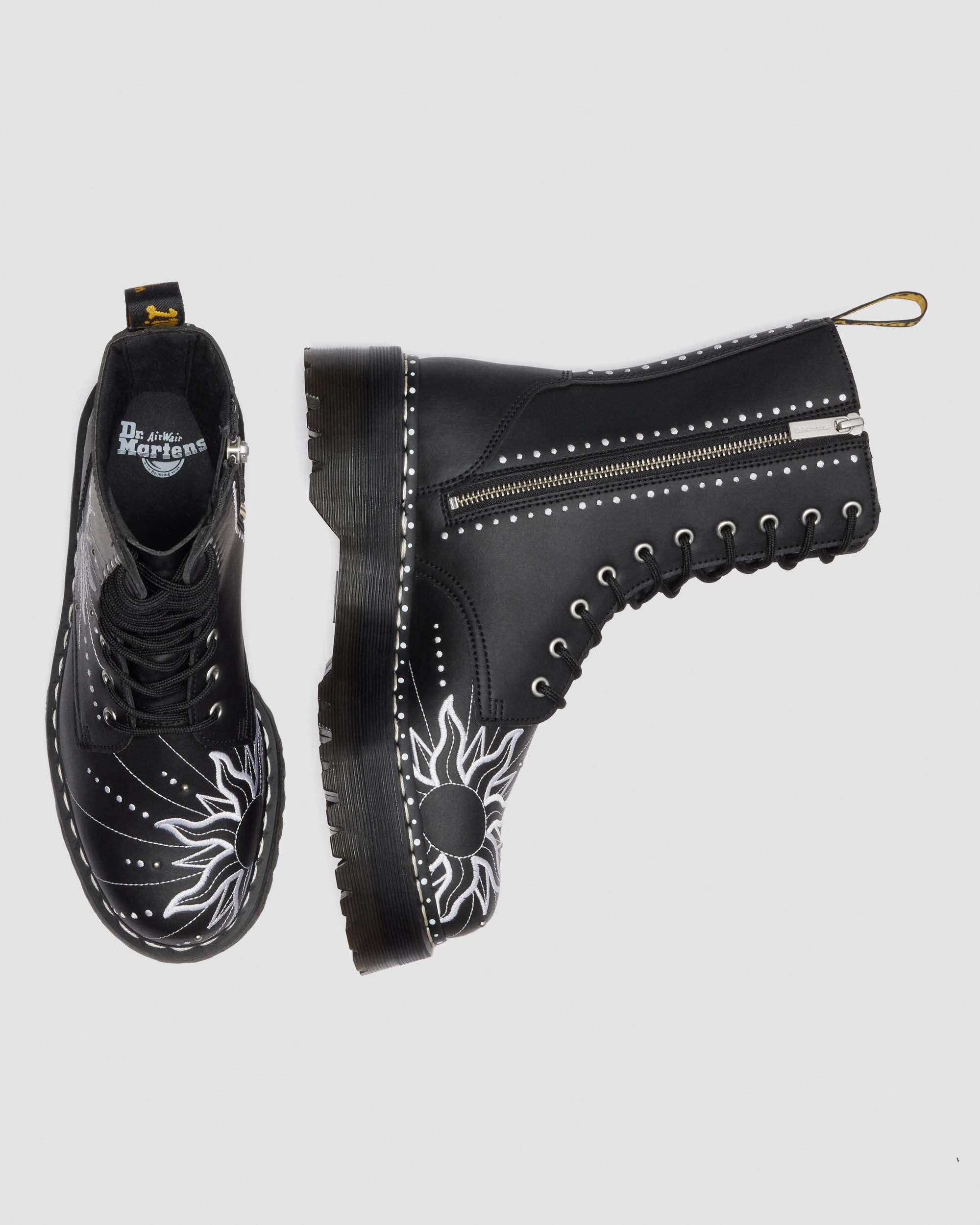 Jadon Hi Solar Flare Reclaimed Leather Platform Boots in Black & White