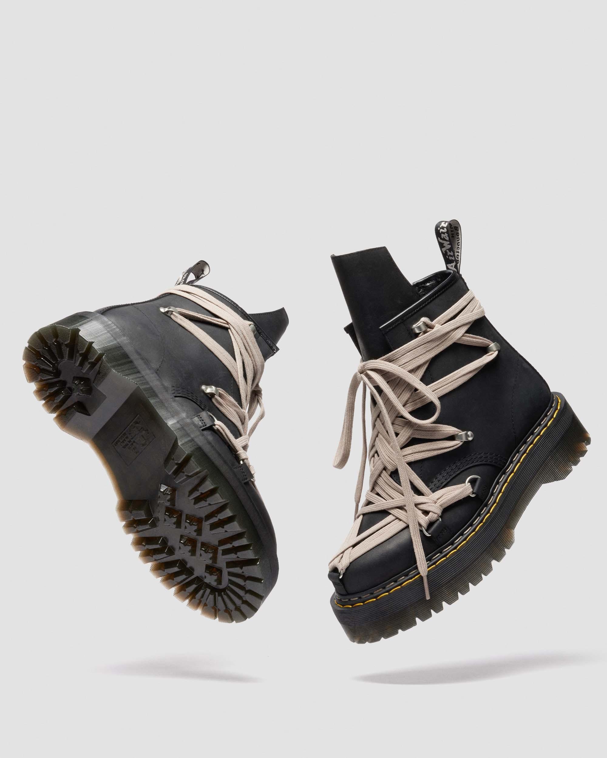 1460 Rick Owens Megalace Leather Platform Boots in BLACK | Dr