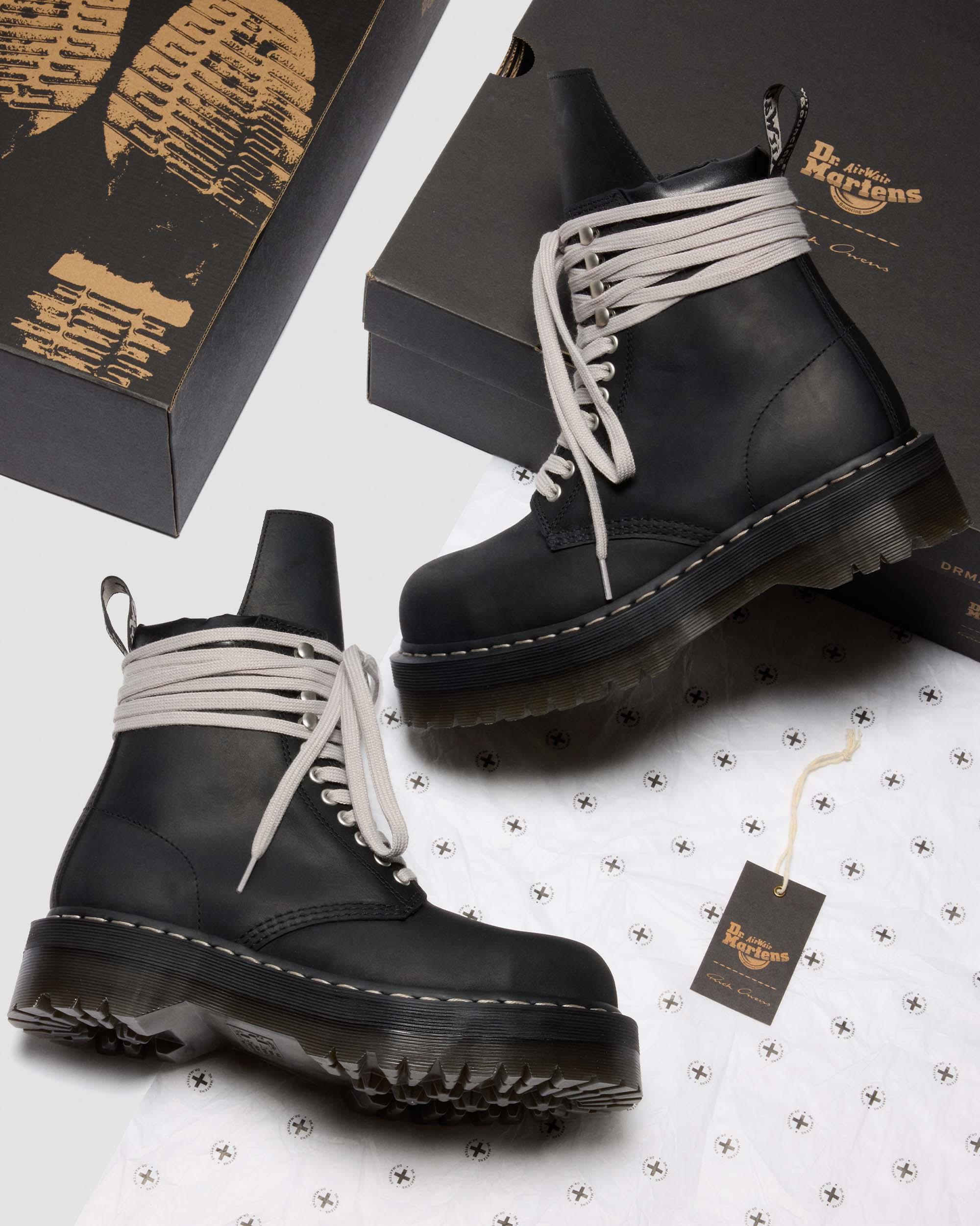 Steel Toe Quad Rick Owens Wraparound Lace Leather Platform Boots 