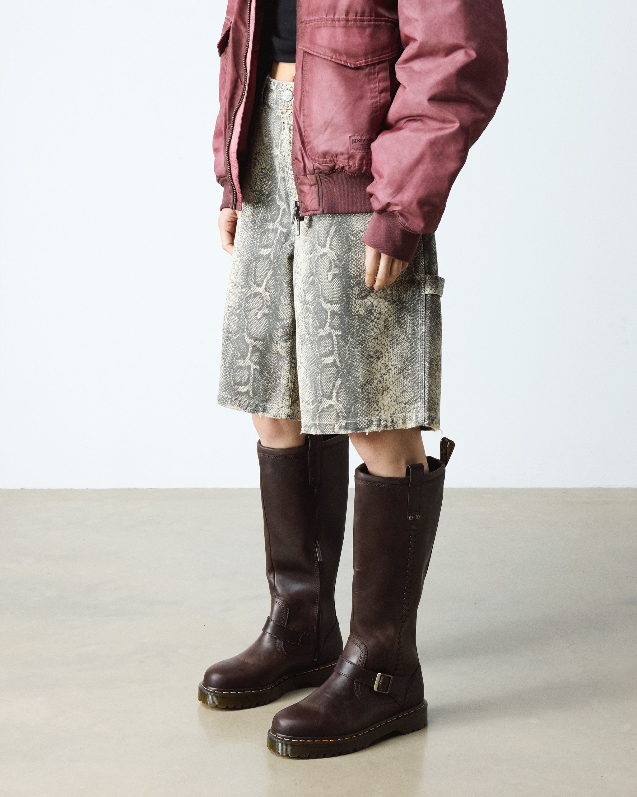 ANISTONE KNEE HIGH CRAZY HORSE BIKER BOOTS product image