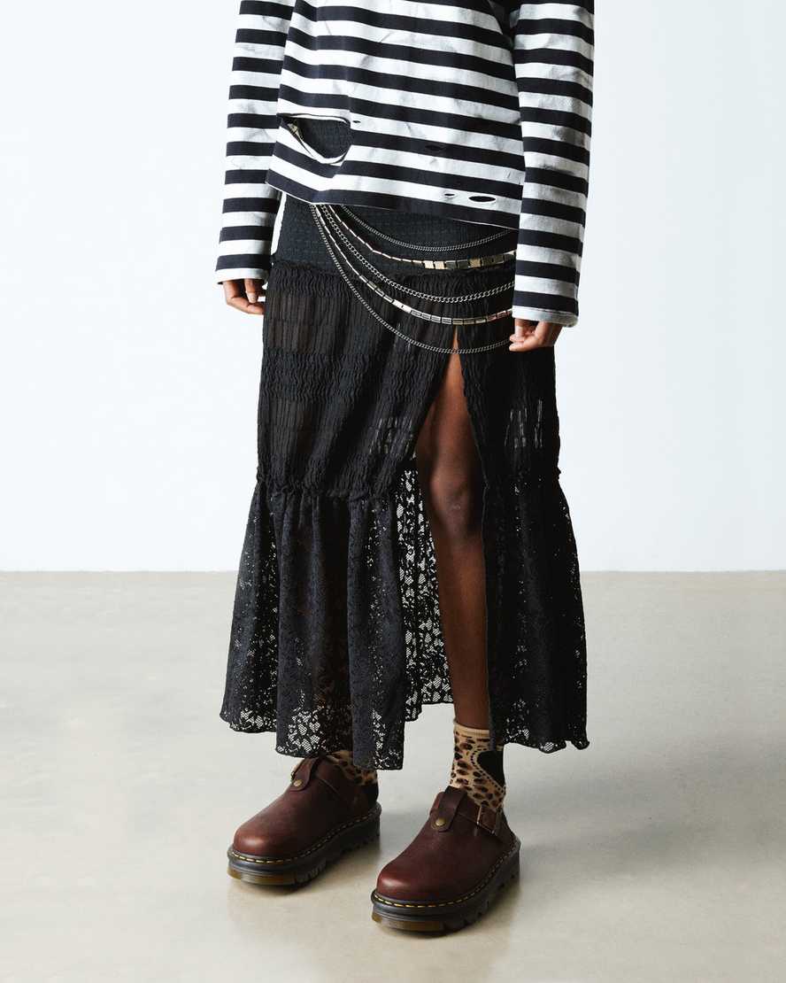 Dr. Martens' Zebzag Rustique Leather Platform Mules In Brown