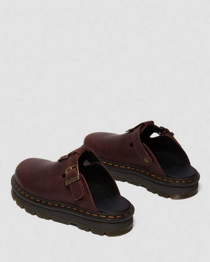 Dr. Martens' Zebzag Rustique Leather Platform Mules In Brown