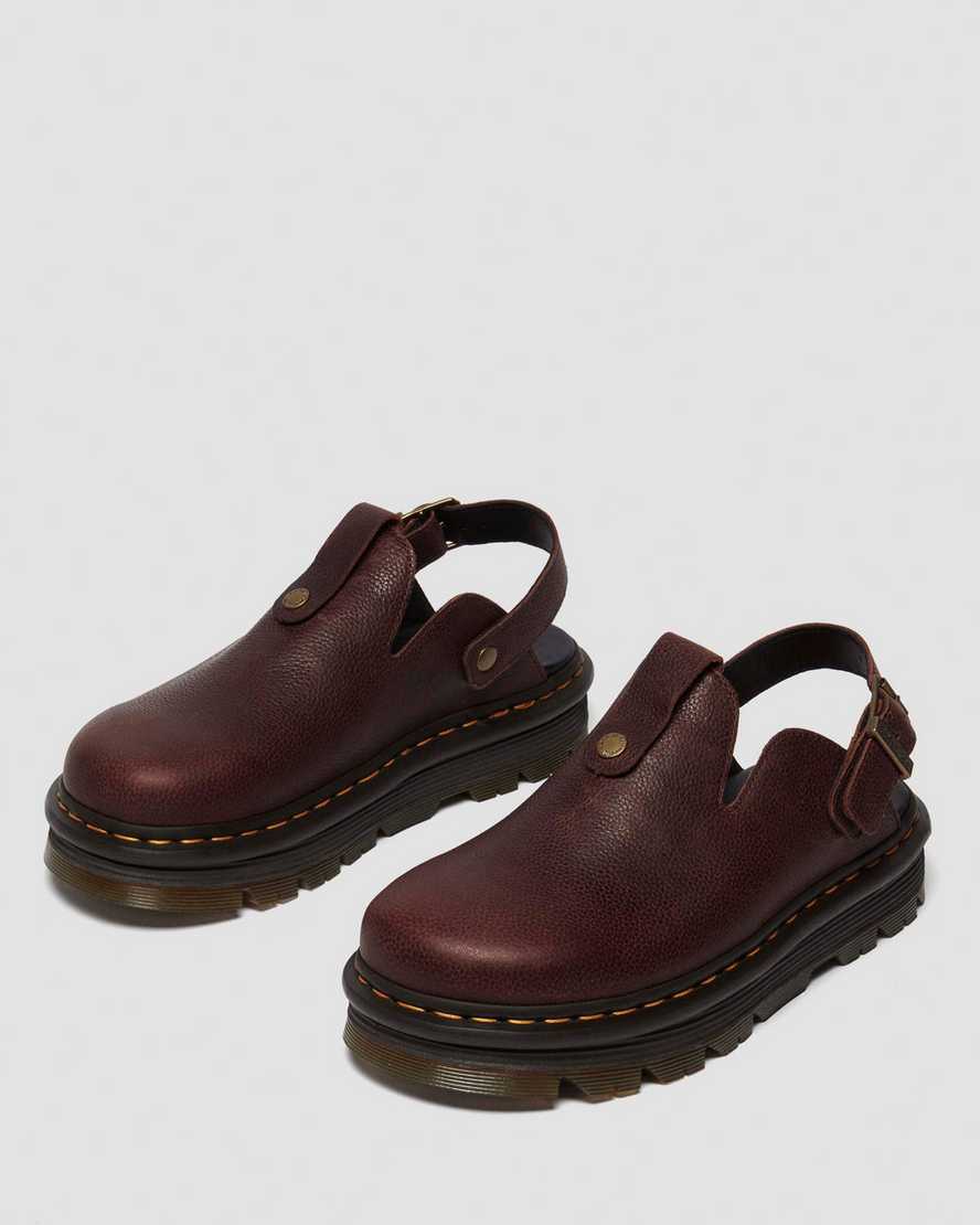 Dr. Martens' Zebzag Rustique Leather Platform Mules In Brown