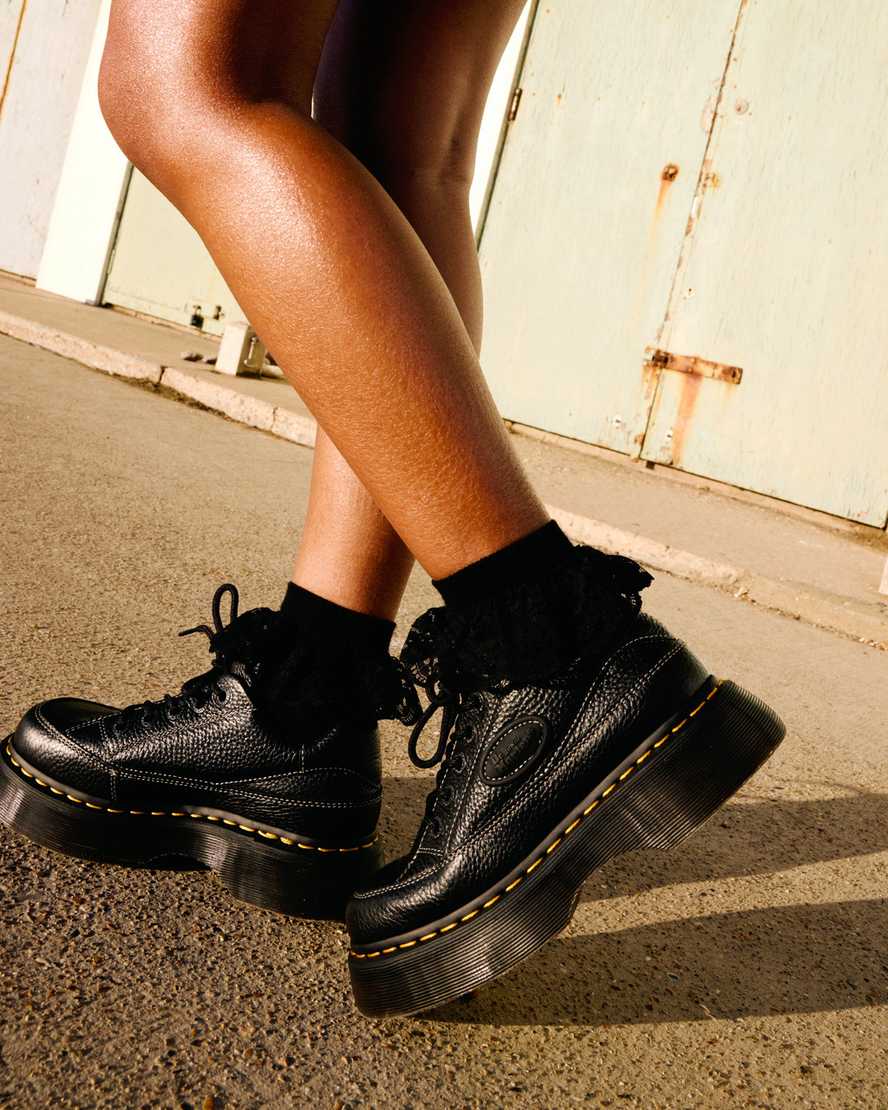 Dr. Martens' 1461 Ii Tumbled Nubuck Leather Platform Casual Shoes In Black