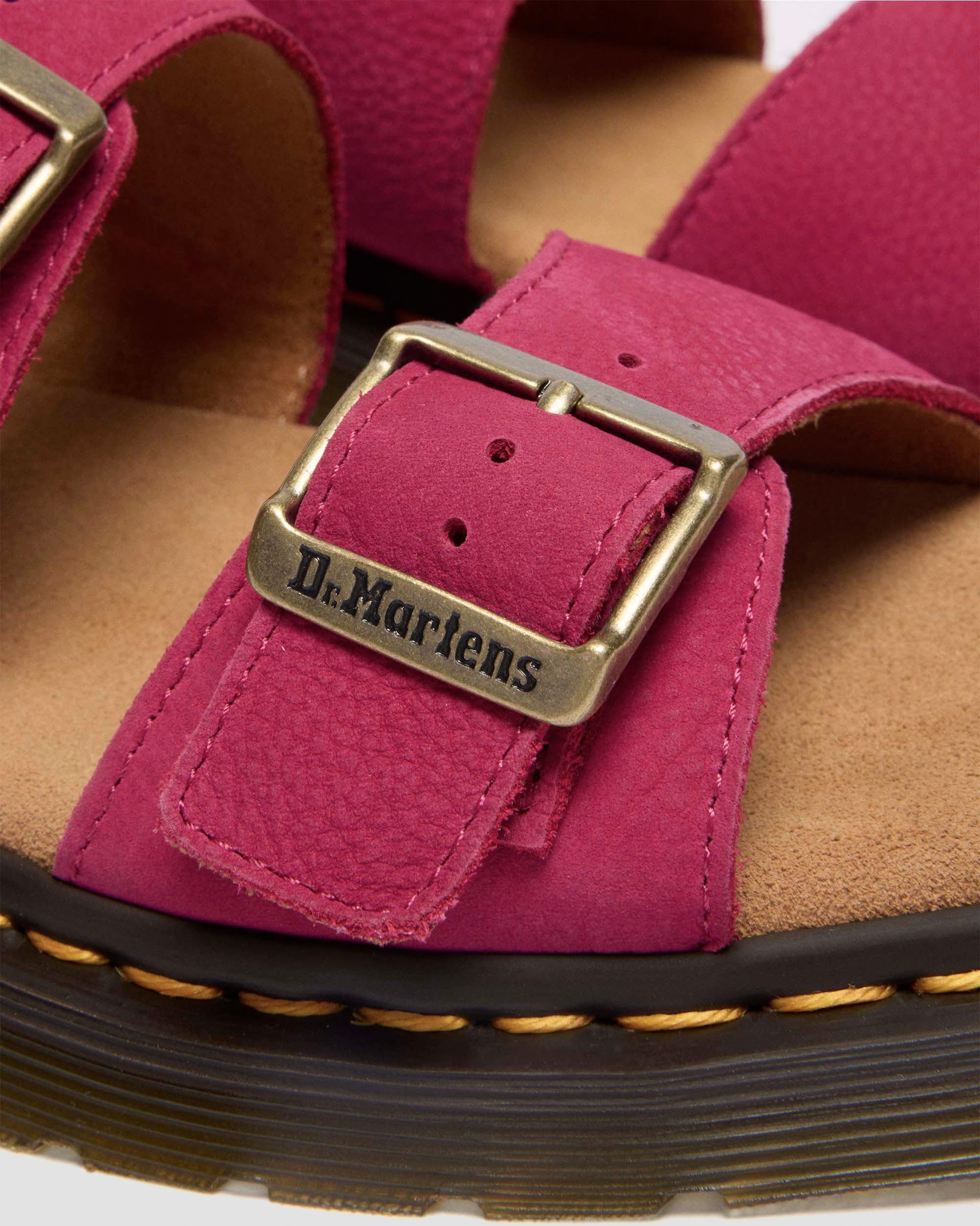 Dr. Martens JOSEF ピンク サンダル Josef Nubuck Leather Slide Sandals in Fuchsia Pink | Dr. Martens