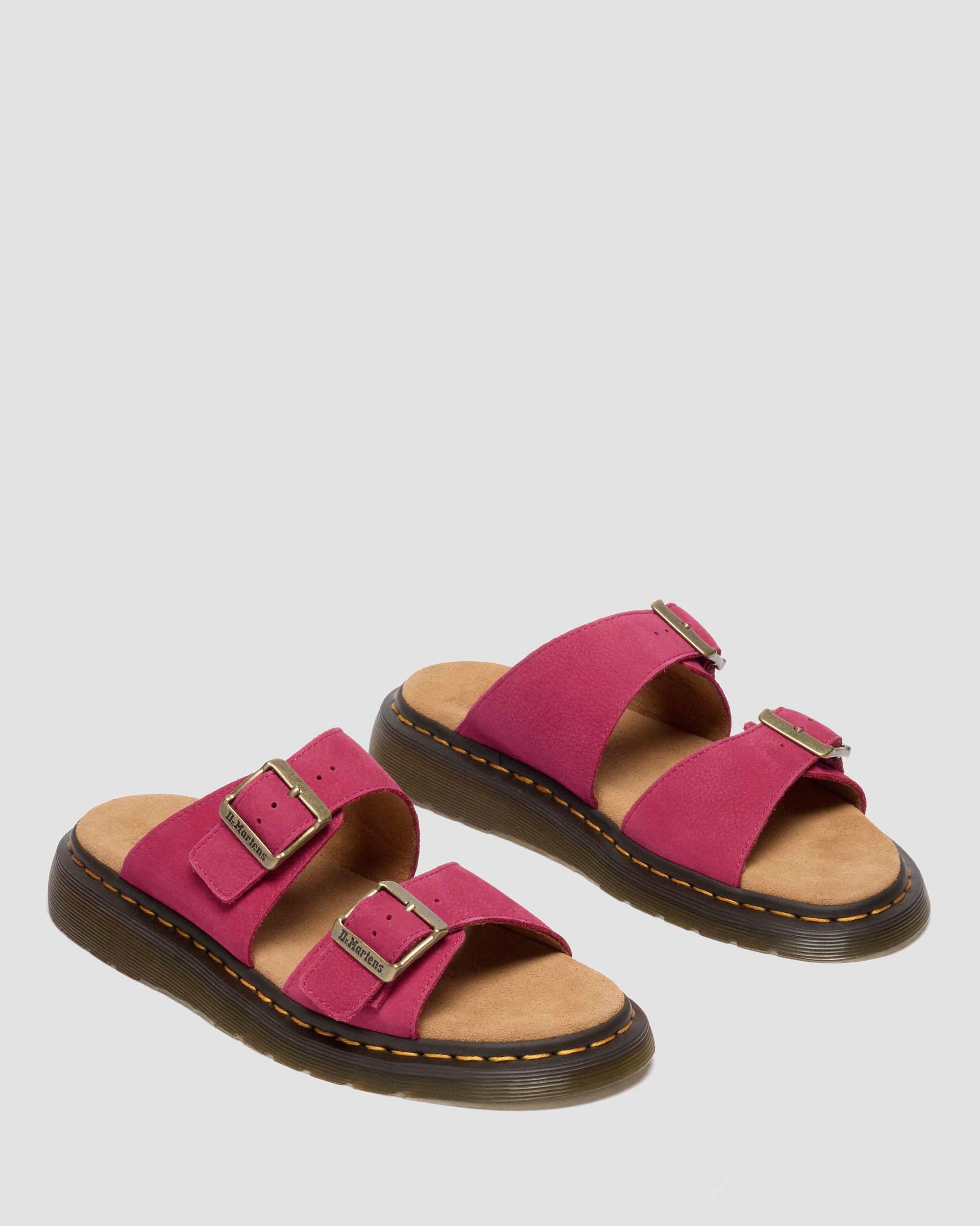 Josef Nubuck Leather Slide Sandals in FUCHSIA PINK