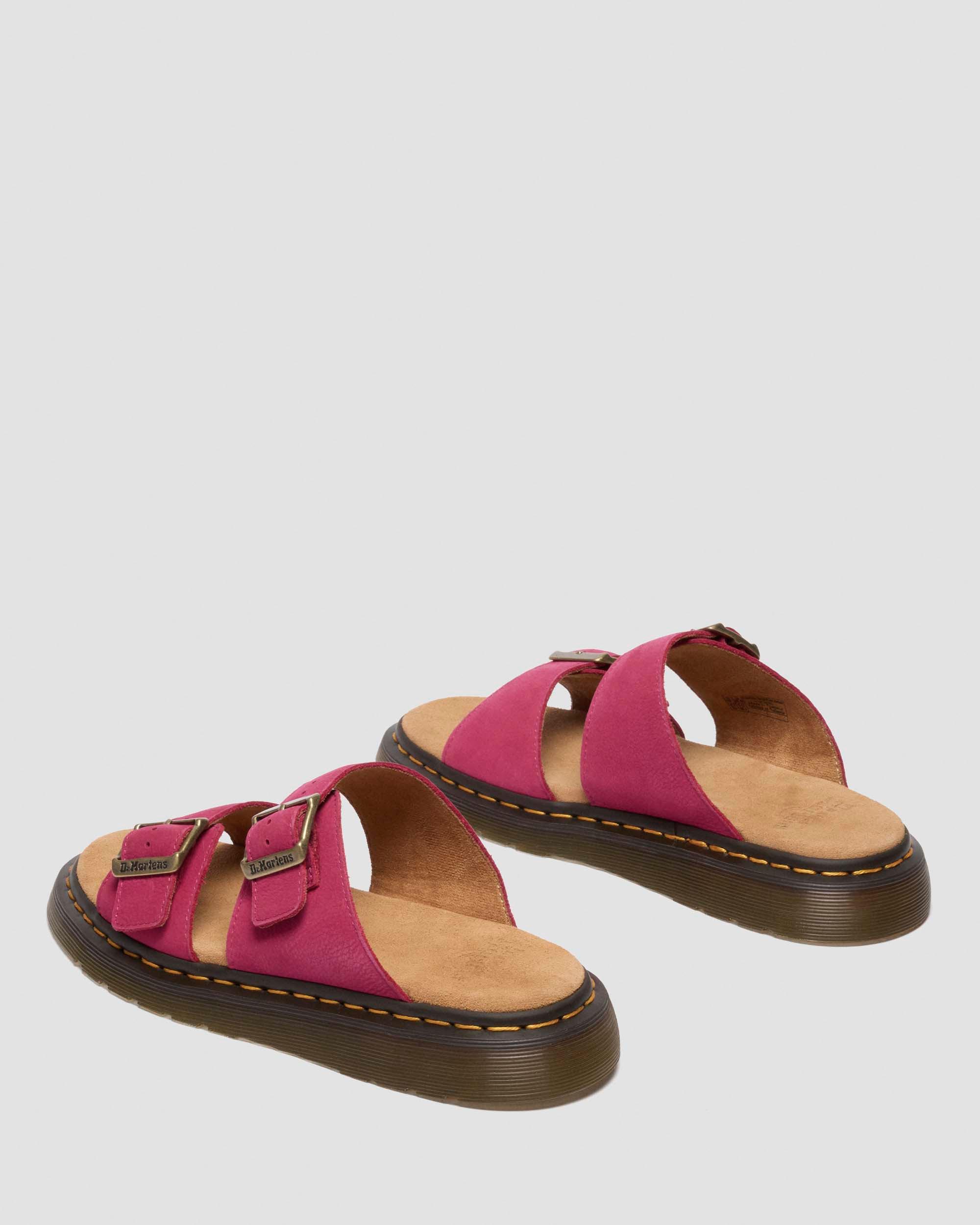 Josef Nubuck Leather Slide Sandals in FUCHSIA PINK