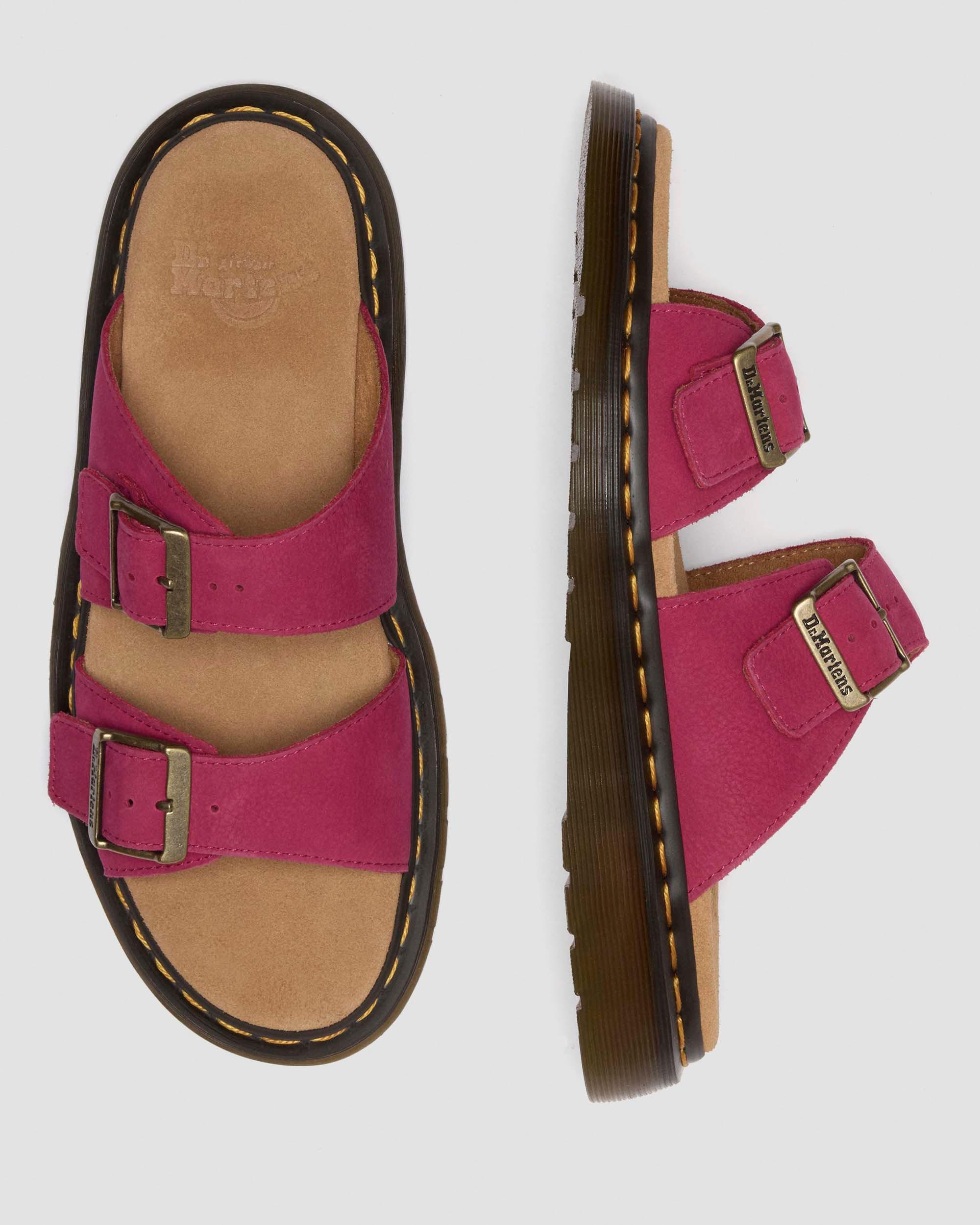 Josef Nubuck Leather Slide Sandals in FUCHSIA PINK