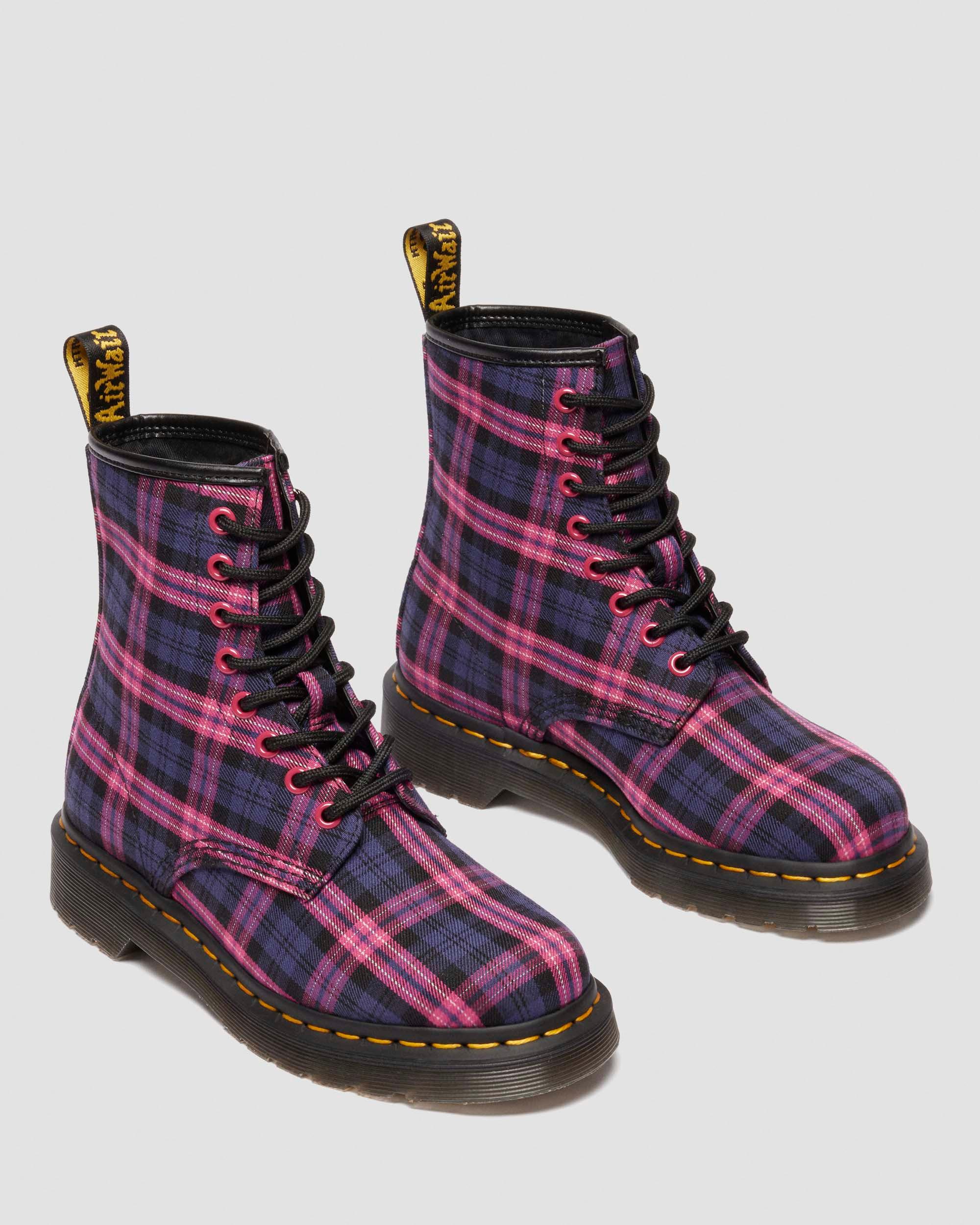 1460 Tartan Lace Up Boots in PINK MULTI