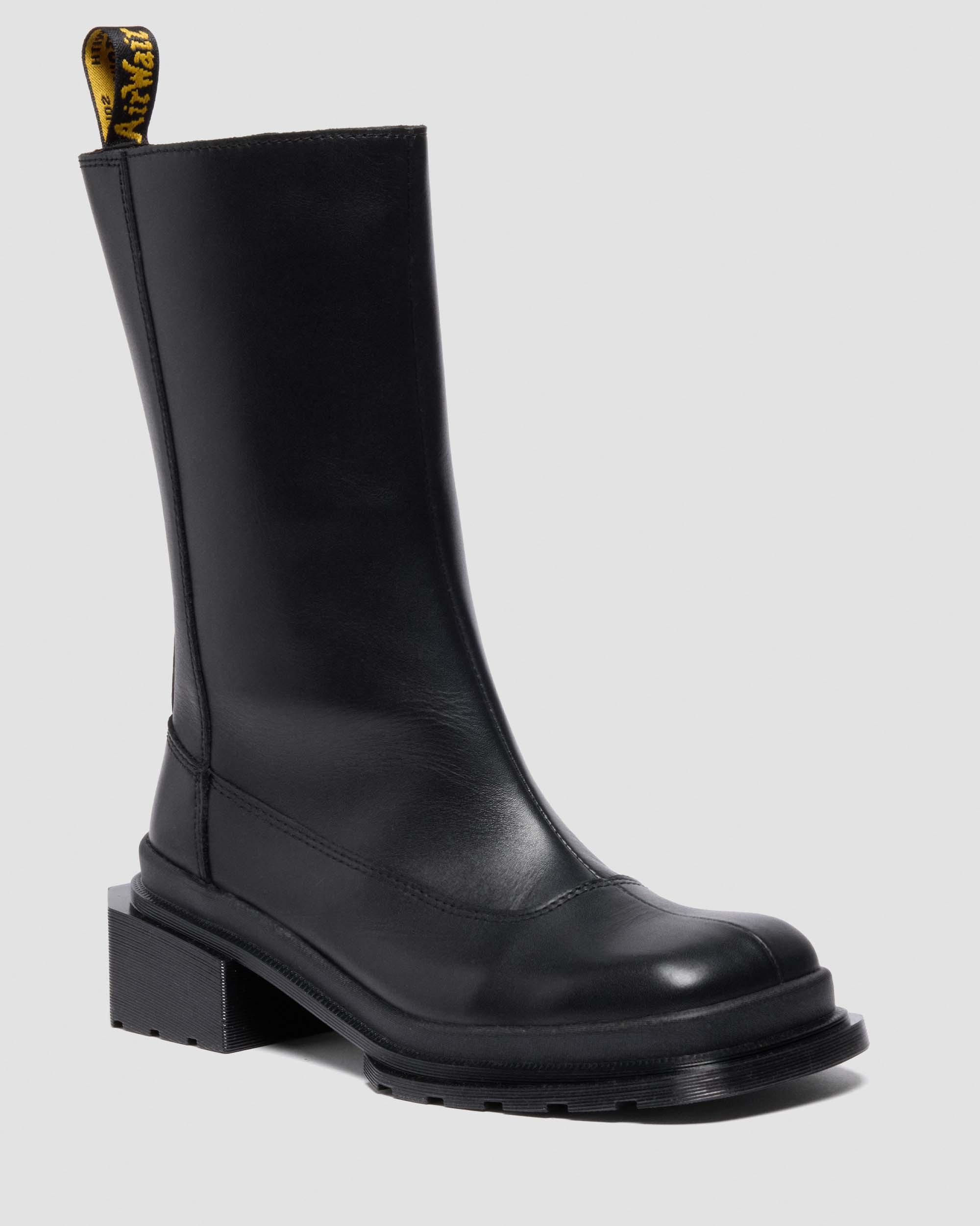 MAYBOLE HI SQUARE TOE LEATHER CHELSEA BOOTS in Black