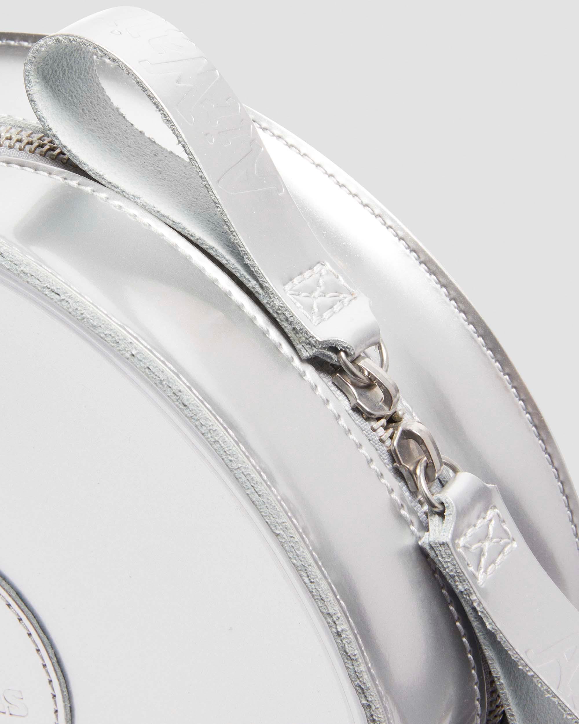 Metallic Round Backpack in Silver Metallic