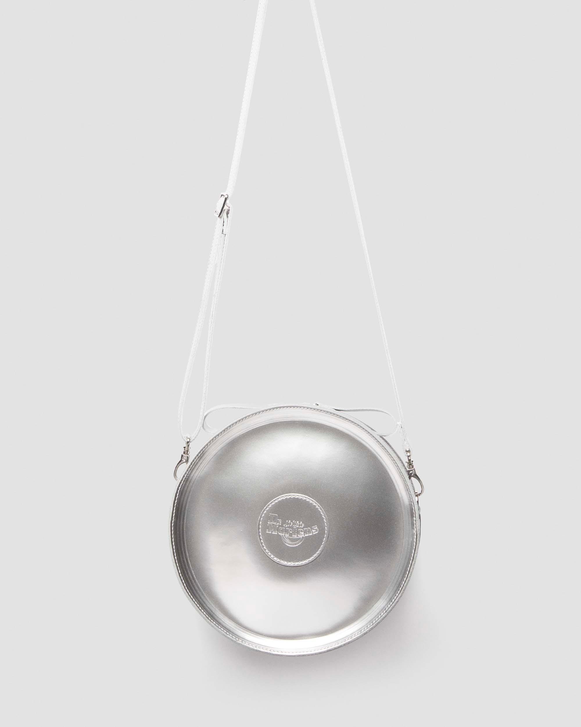 Metallic Round Backpack in Silver Metallic