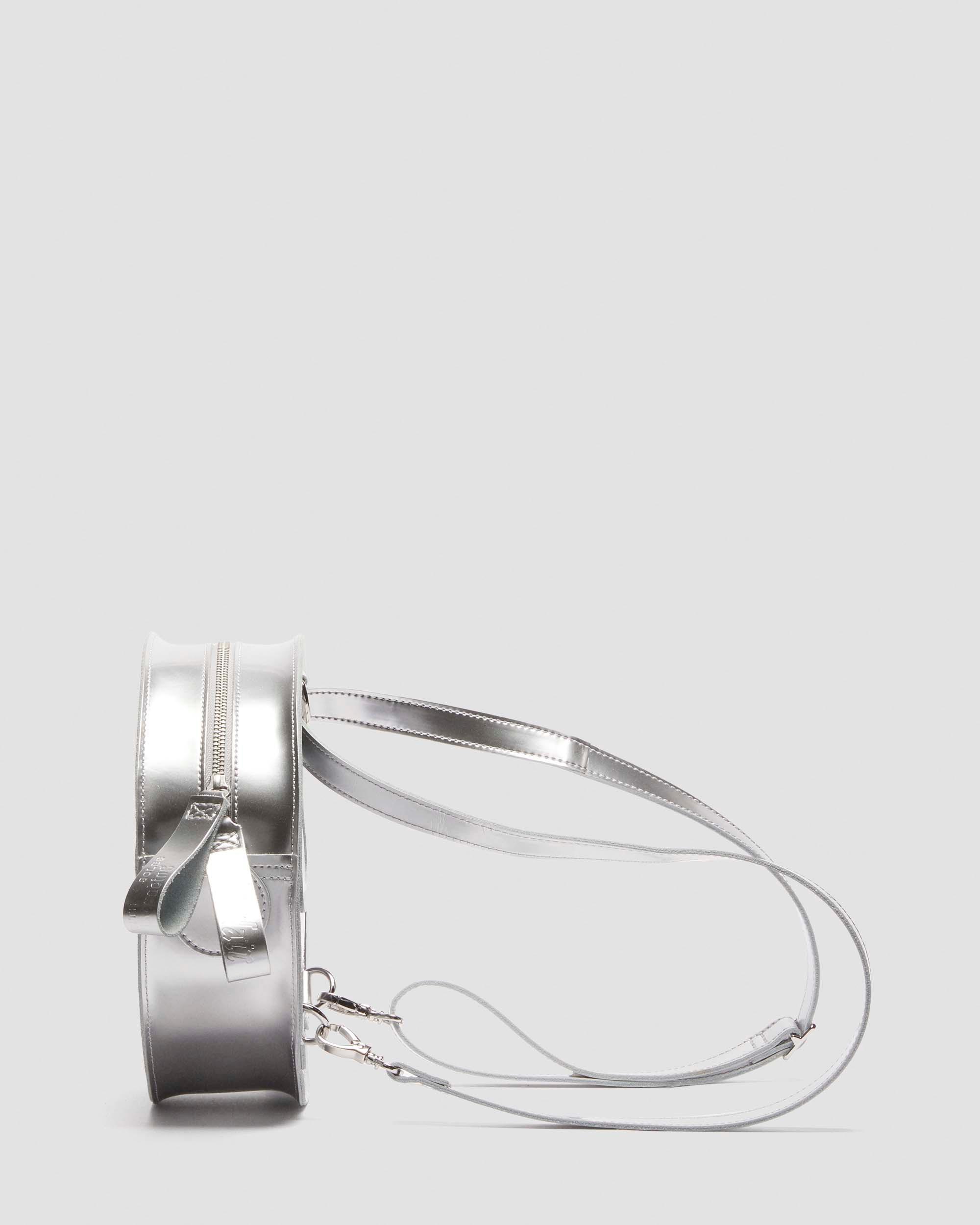 Metallic Round Backpack in Silver Metallic