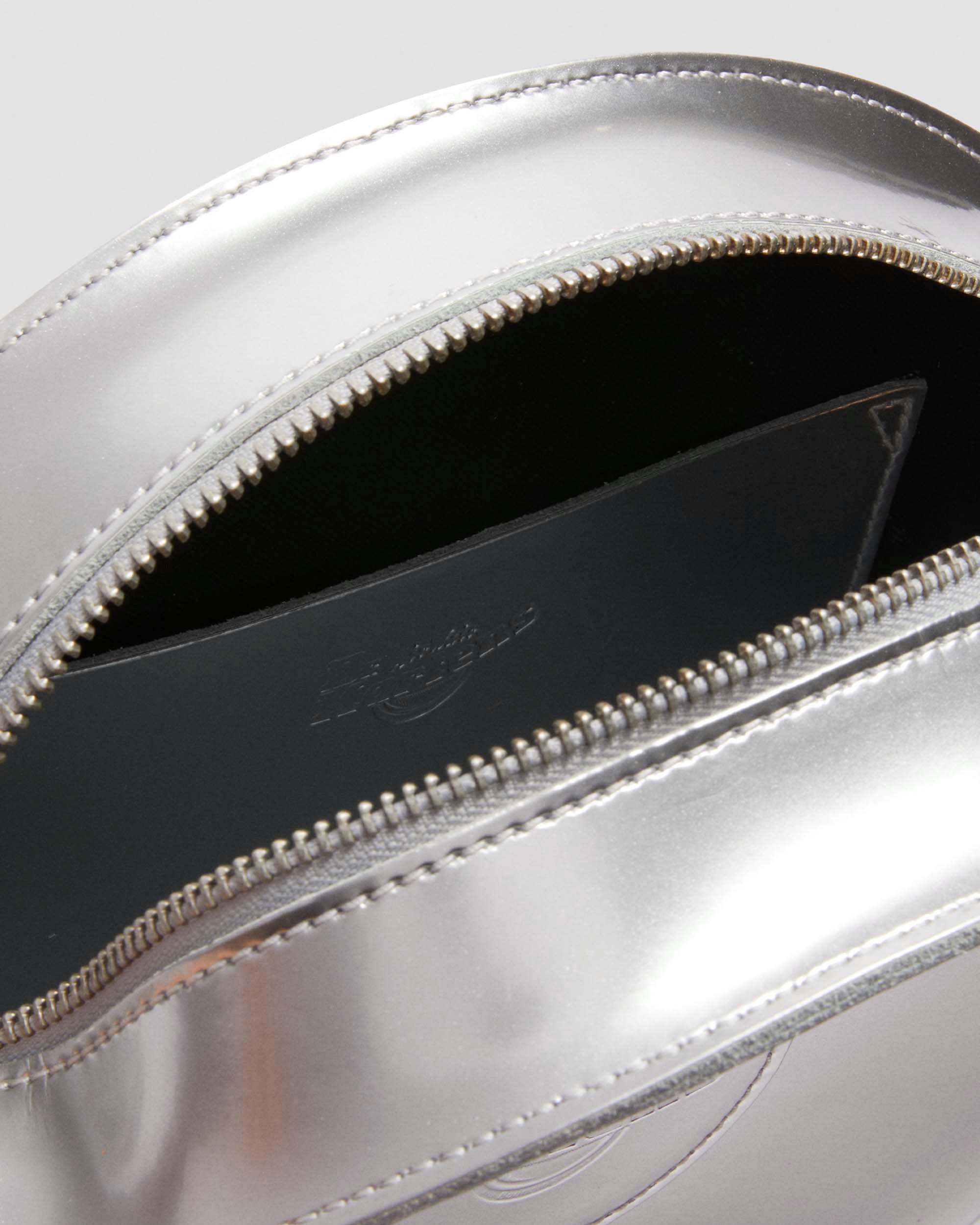 Metallic Round Backpack in Silver Metallic