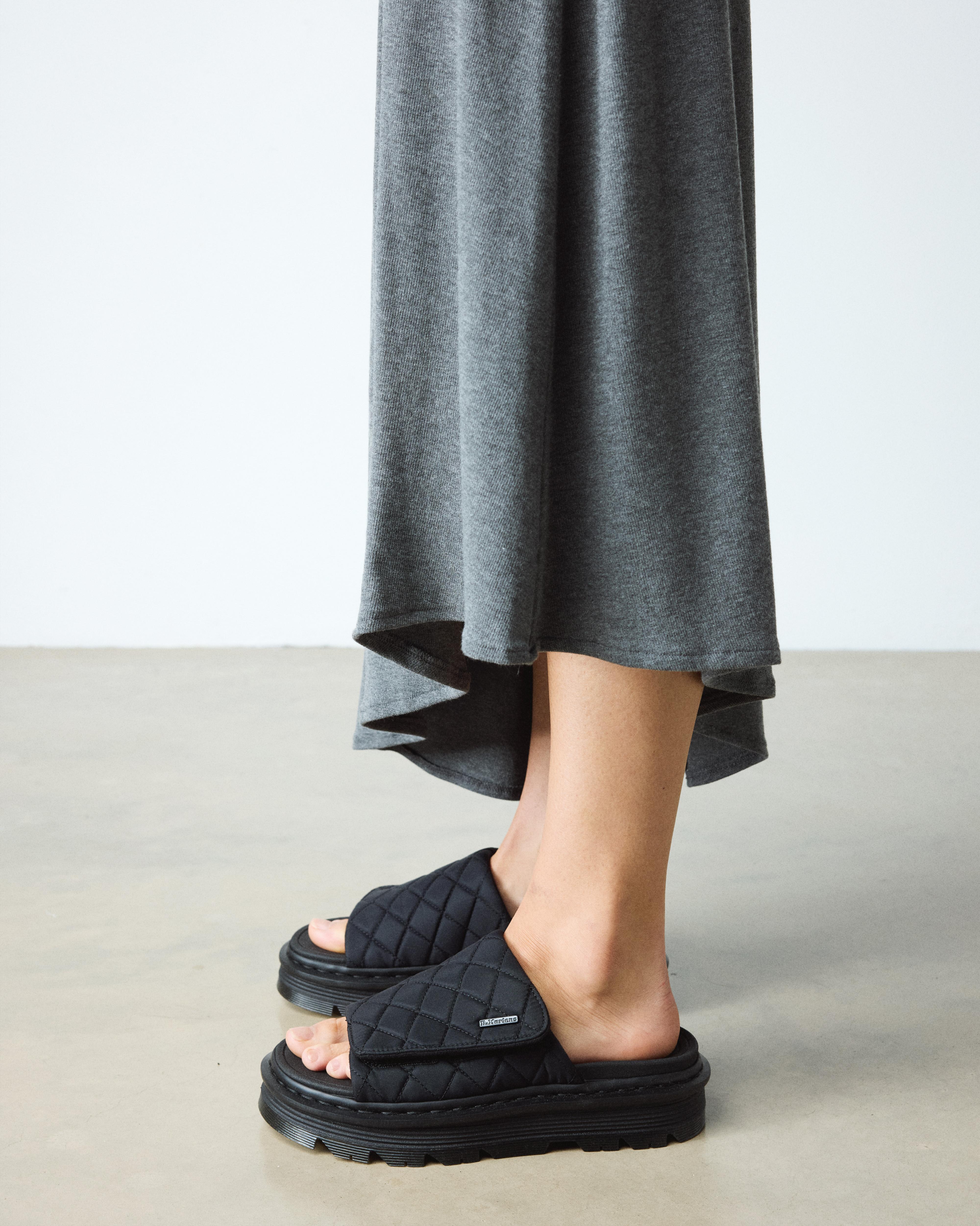 Zebzag Quilted Canvas Platform Slides in Black