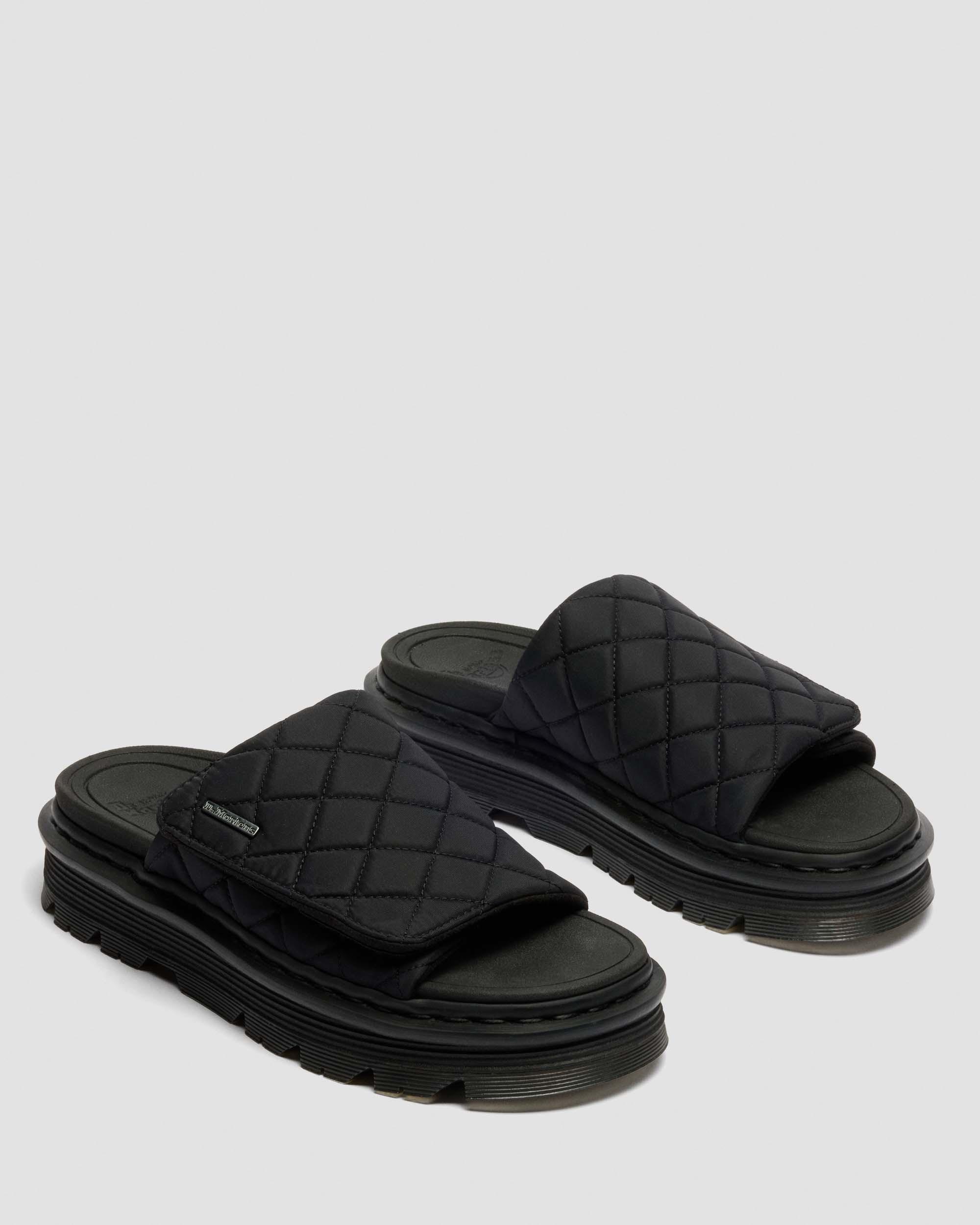 Zebzag Quilted Canvas Platform Slides in Black