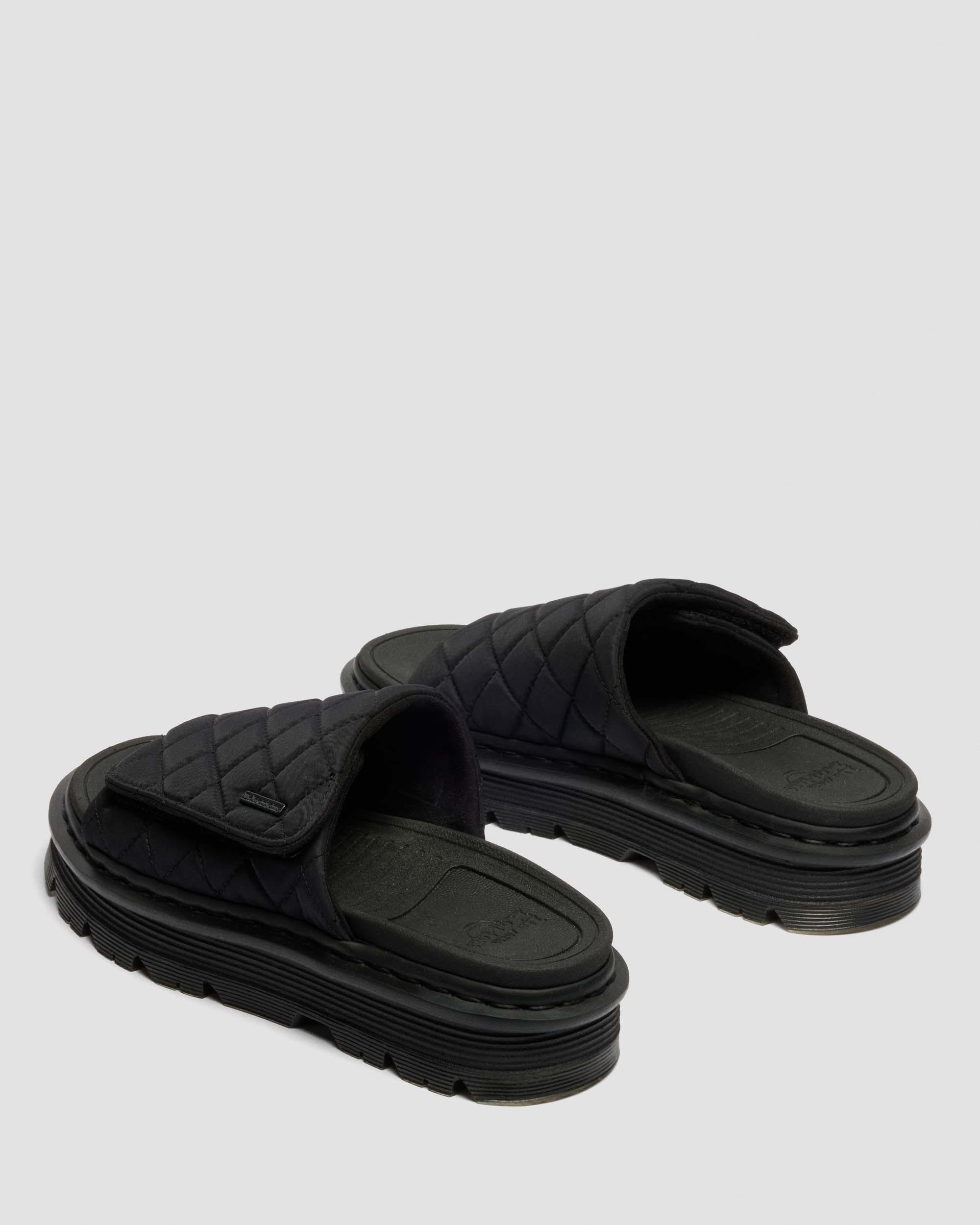 Zebzag Quilted Canvas Platform Slides in Black
