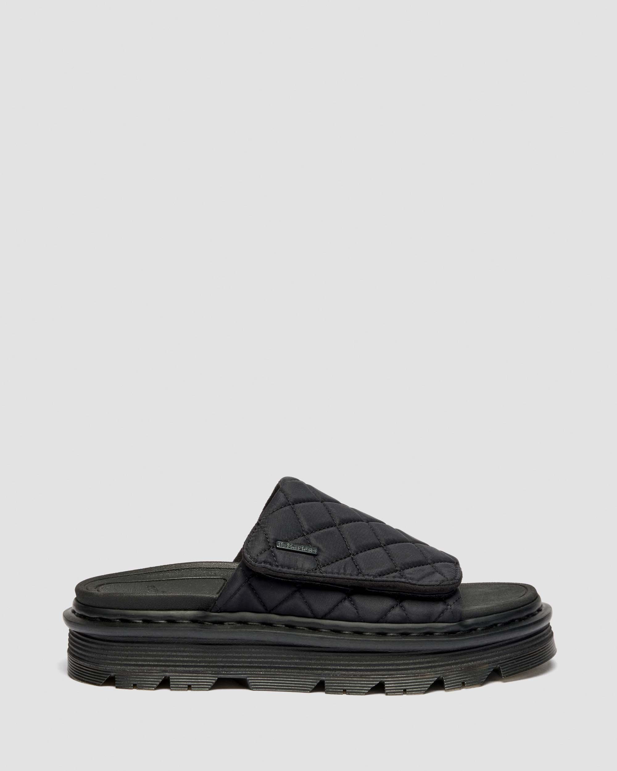 Zebzag Quilted Canvas Platform Slides in Black