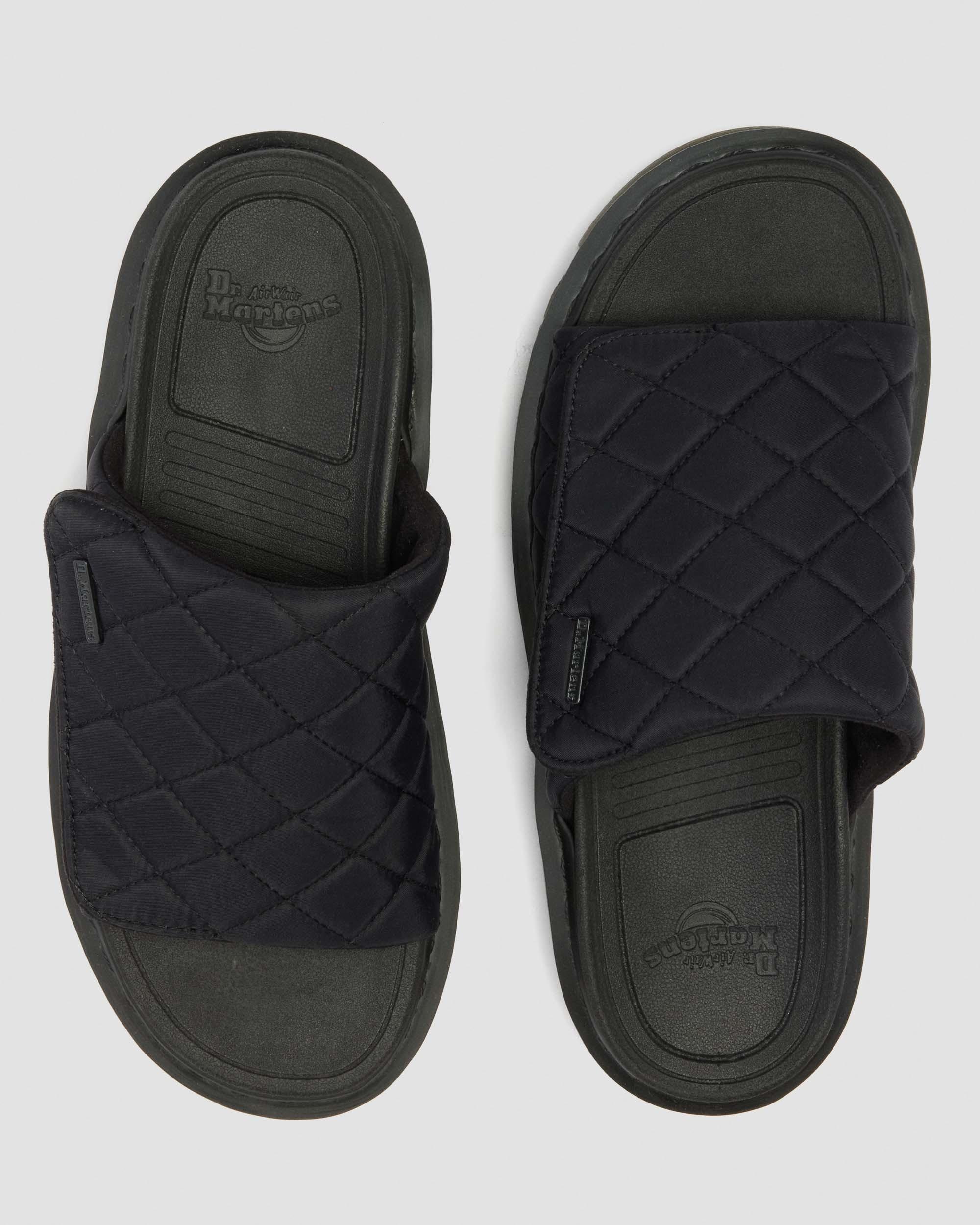 Zebzag Quilted Canvas Platform Slides in Black