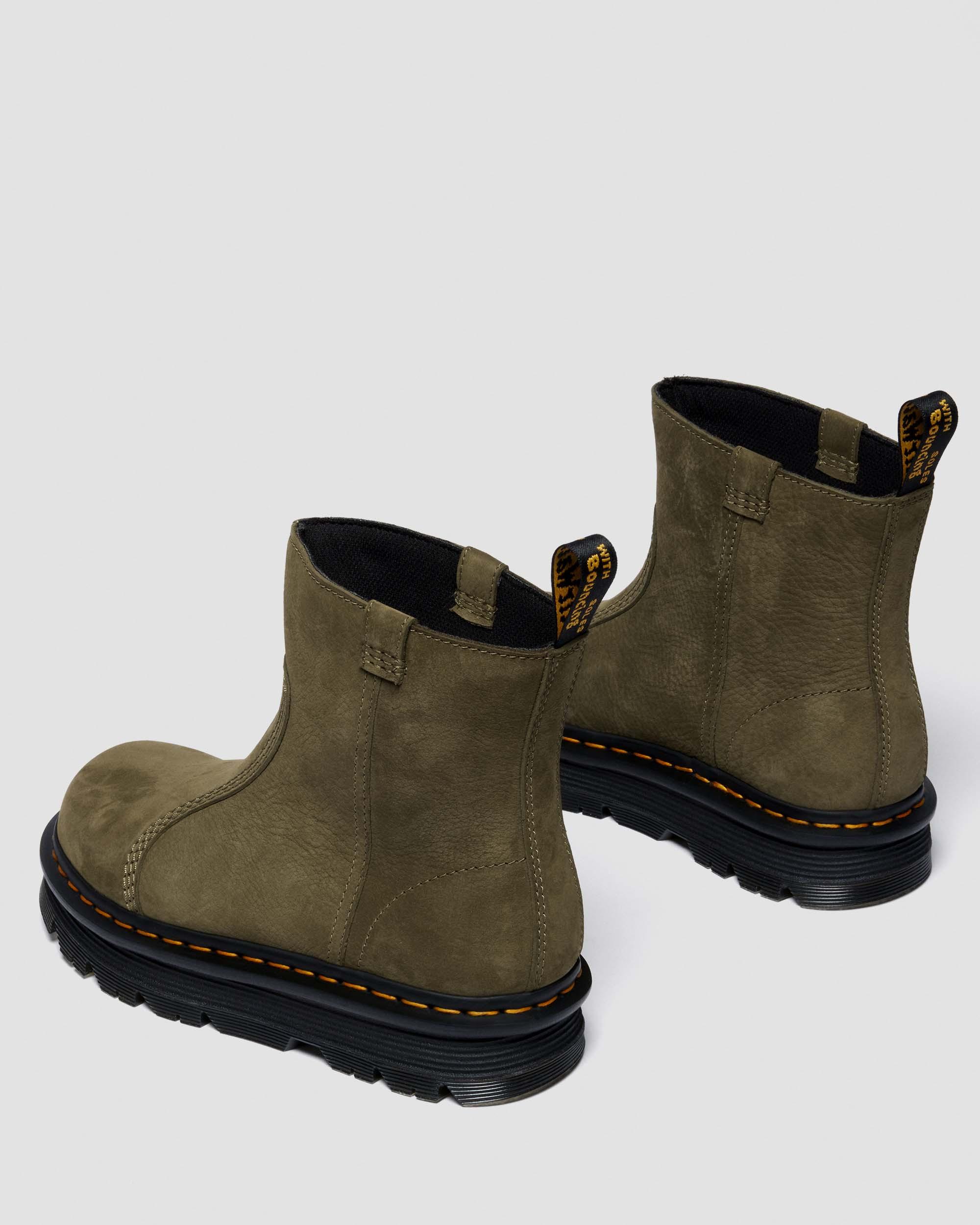 ZEBZAG RIGGER SLIP ON NUBUCK BOOTS in Olive Vert