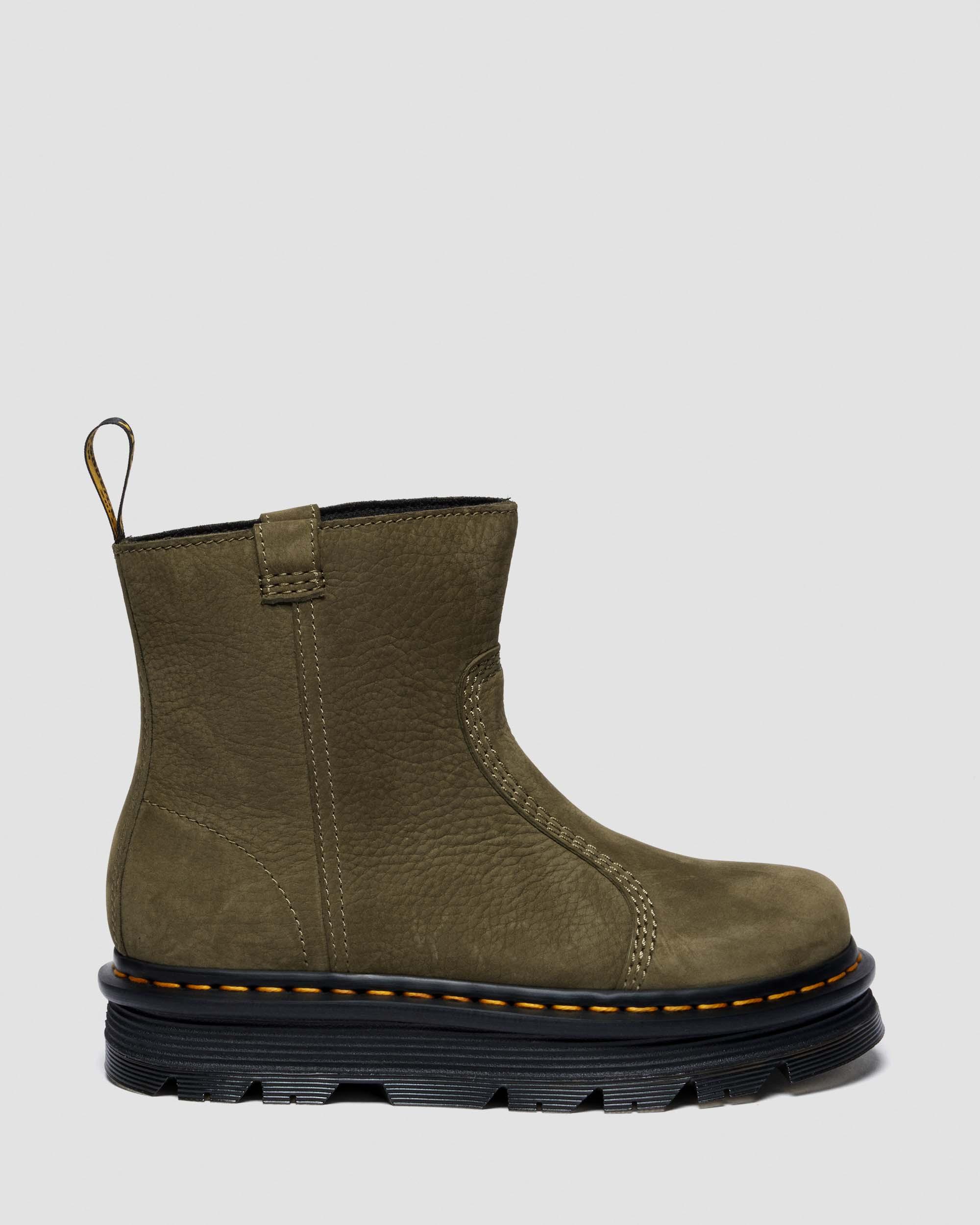 ZEBZAG RIGGER SLIP ON NUBUCK BOOTS in Olive Vert
