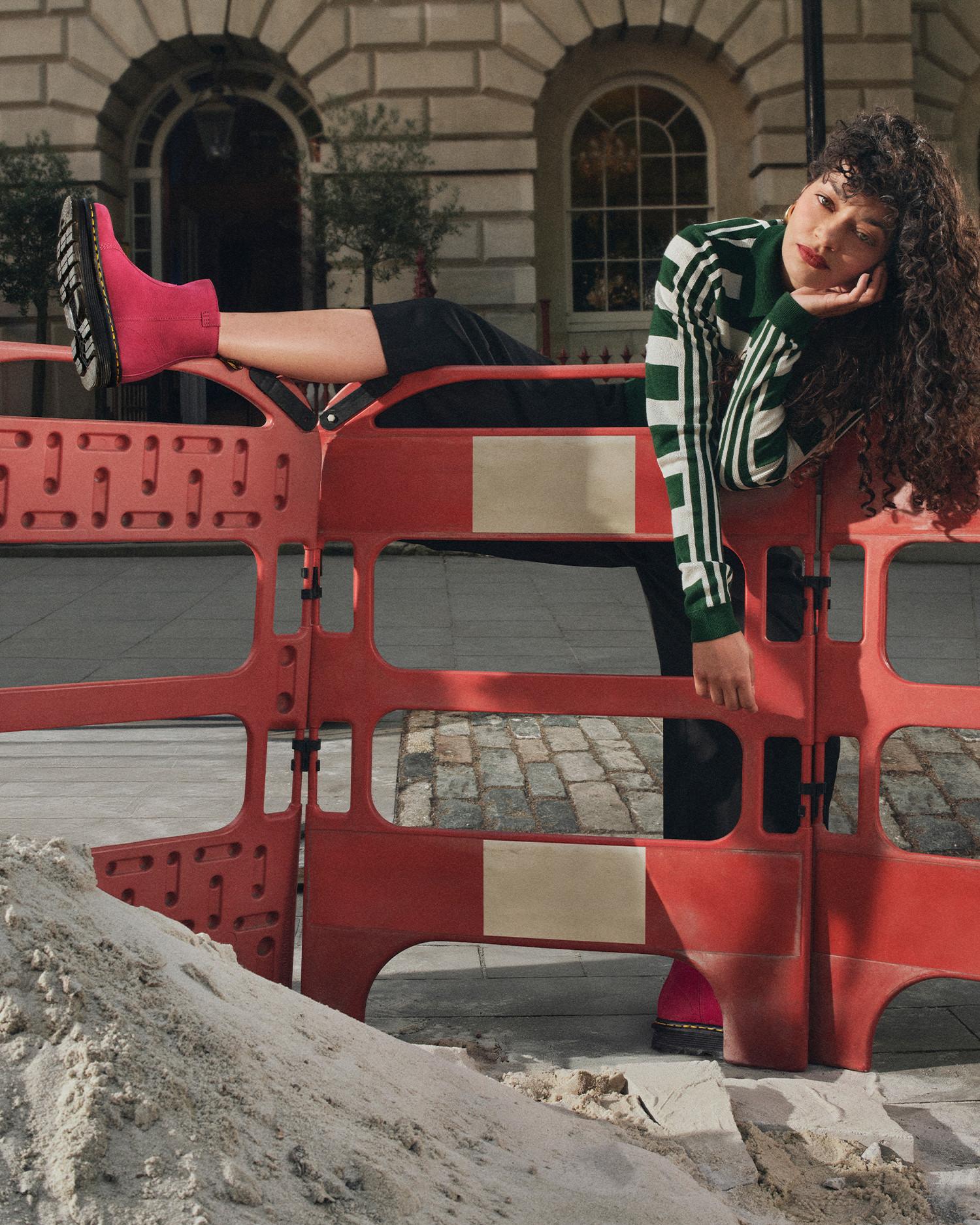 ZEBZAG RIGGER SLIP ON NUBUCK BOOTS in Pink