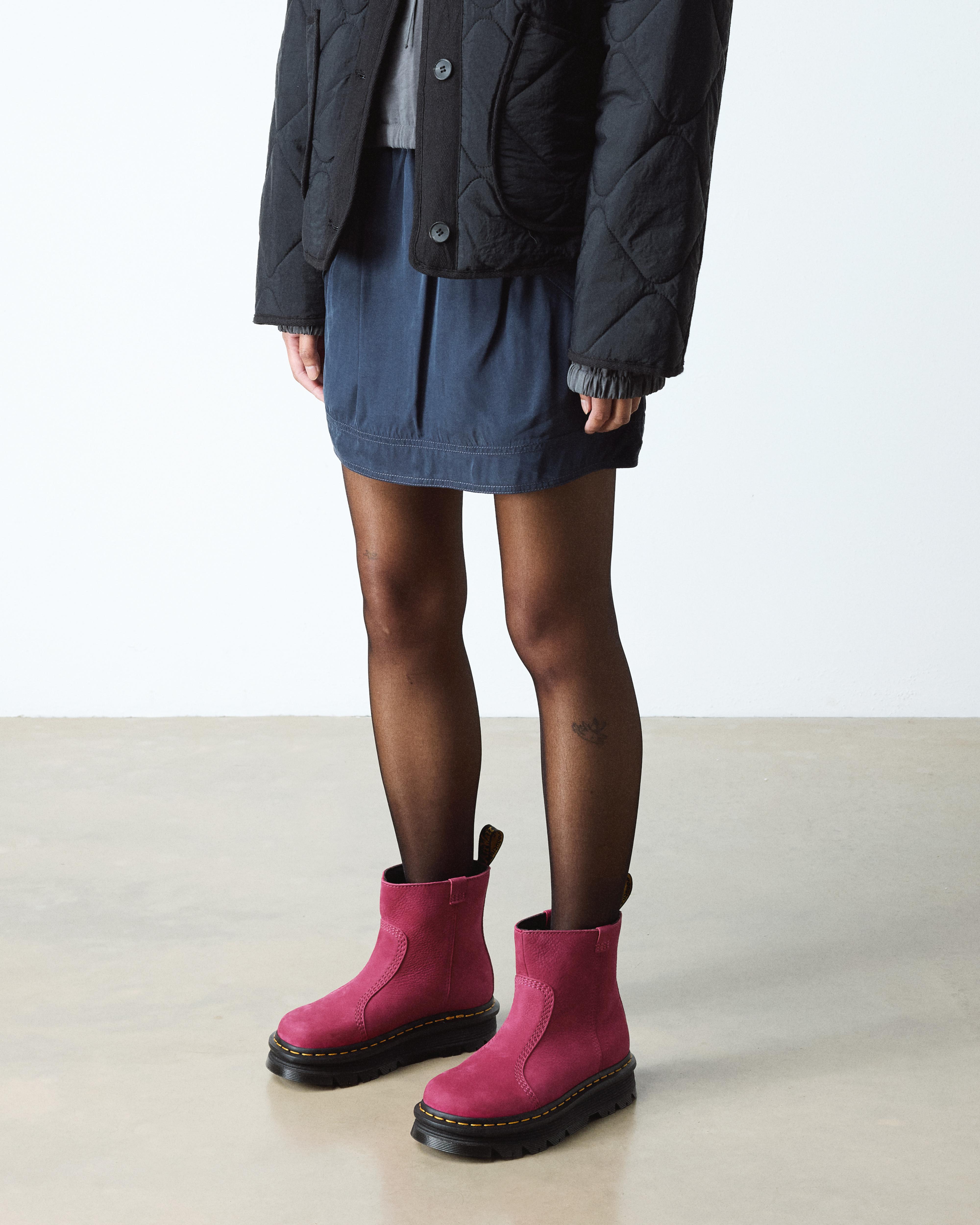 Zebzag Rigger Slip On Nubuck Boots in Fuchsia Pink | Dr. Martens