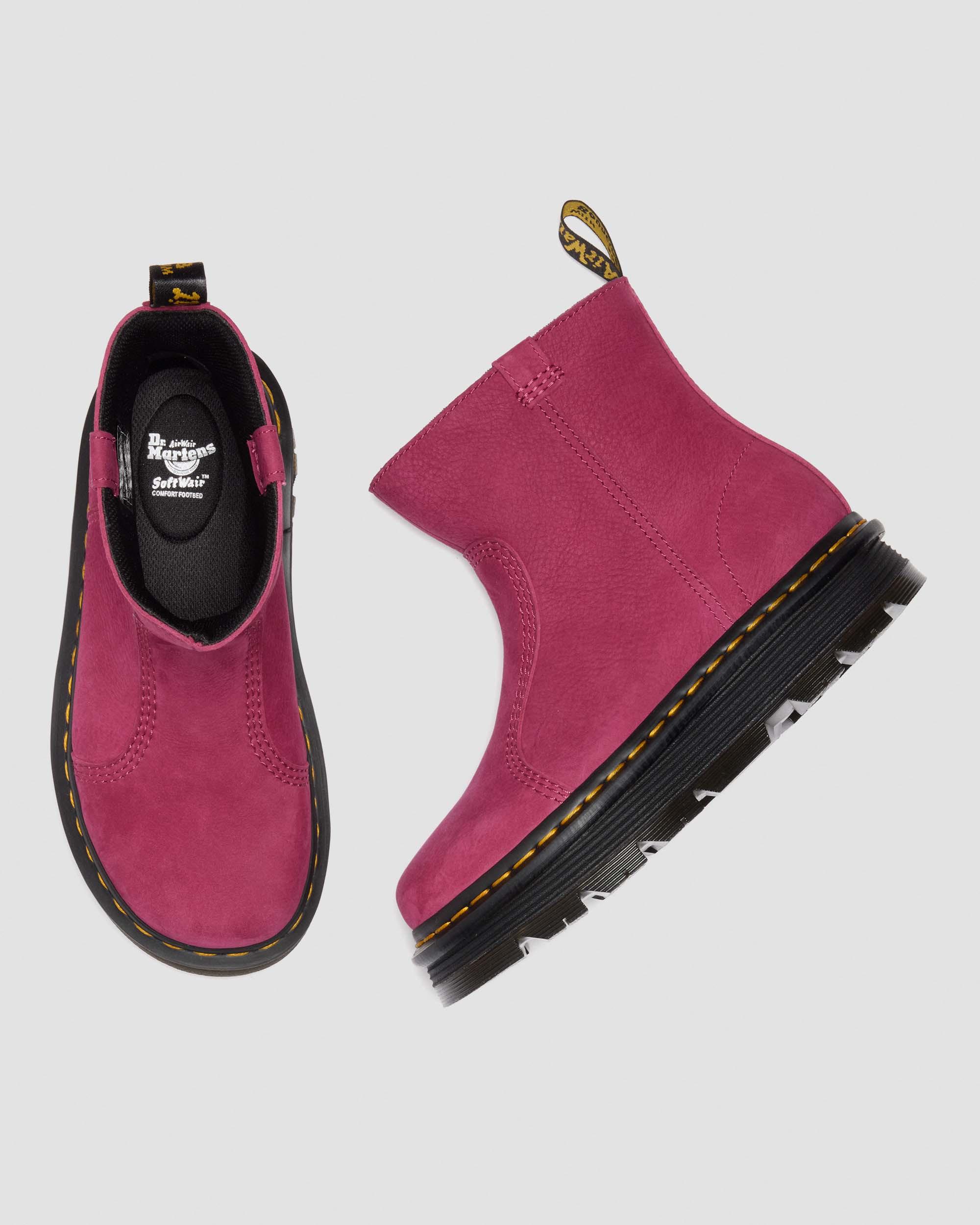 ZEBZAG RIGGER SLIP ON NUBUCK BOOTS in Pink