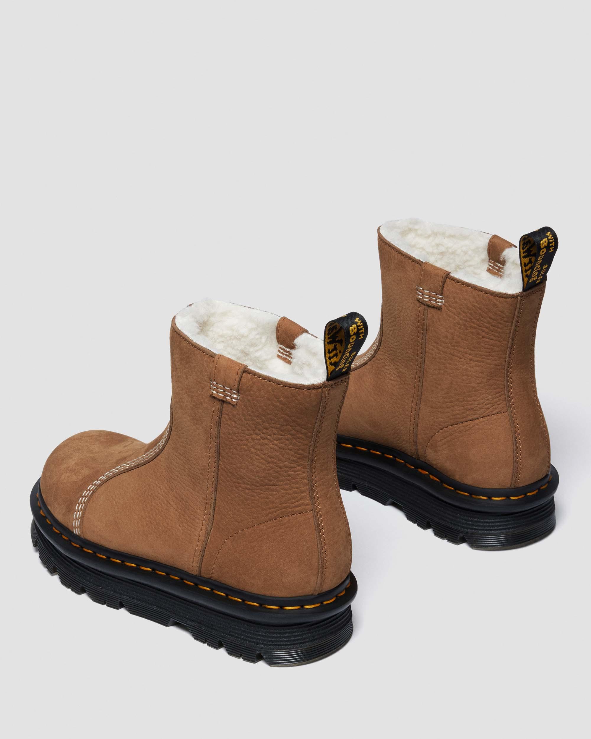 Dr. Martens Zebzag Rigger Warm Lined Slip On Nubuck Boots In Brown