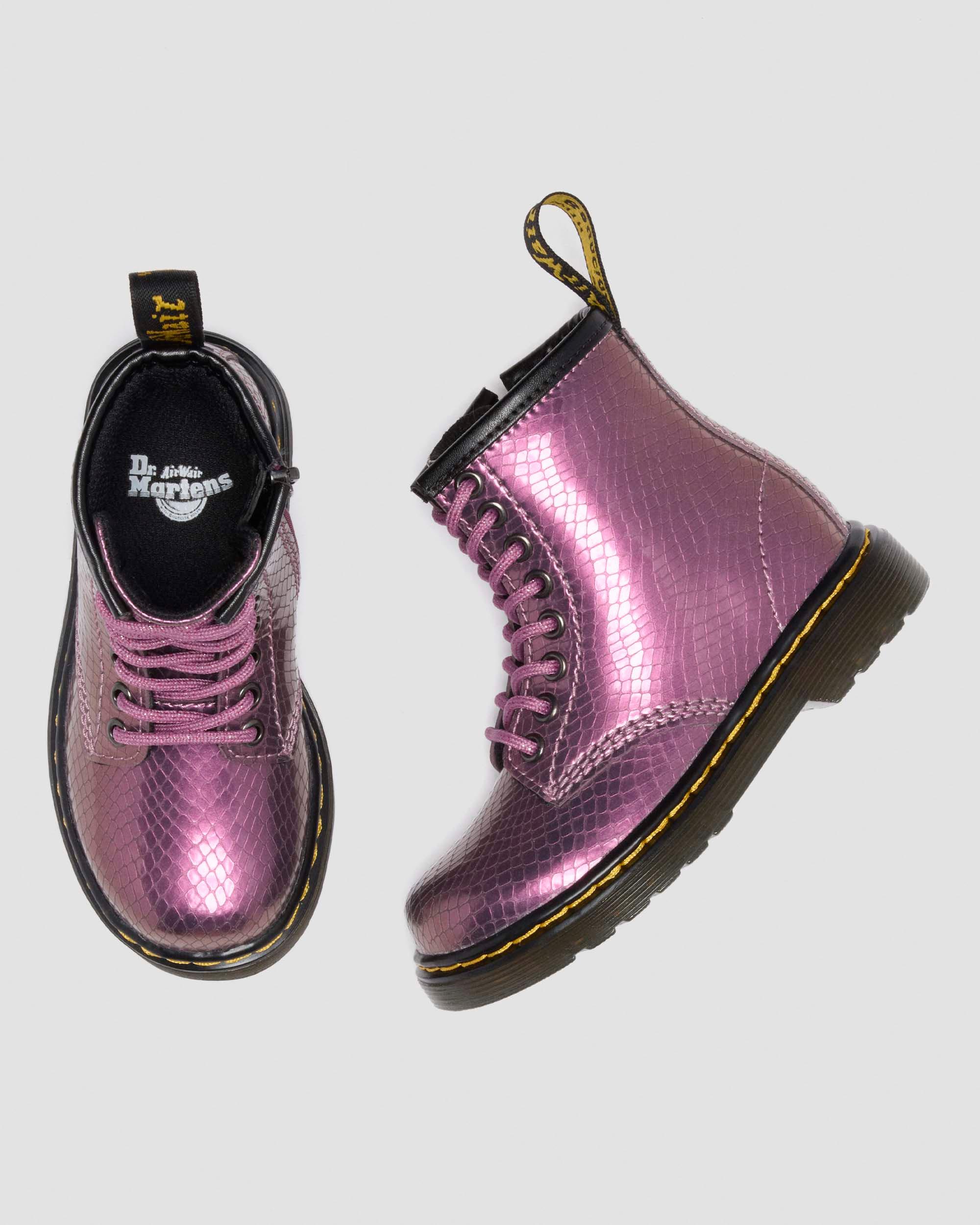 Småbørn 1460-støvler i iriserende præget læder med reptilmønster in Pink Multi