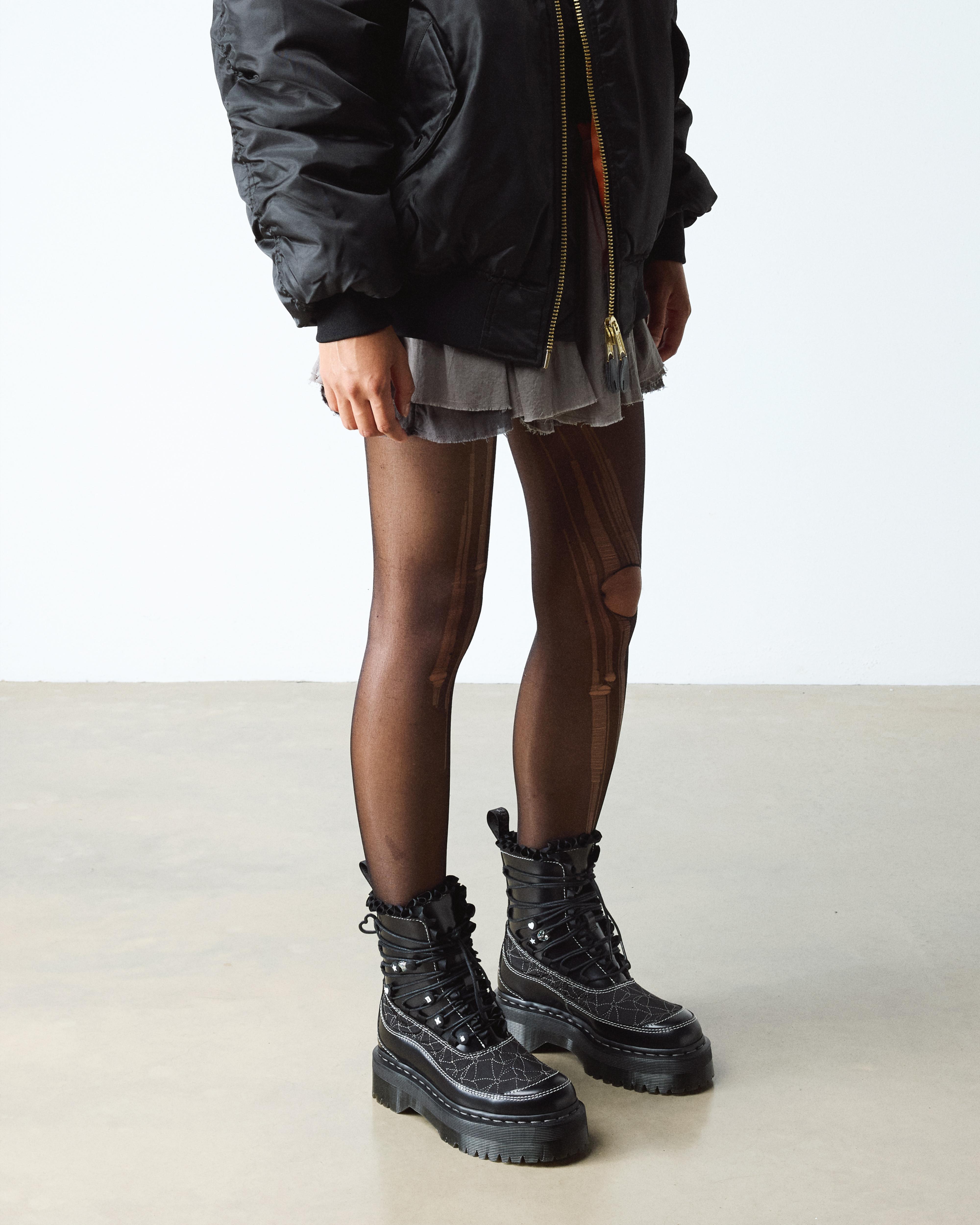 Dr. Martens Jadon Frill Smooth Leather Platform Boots In Black
