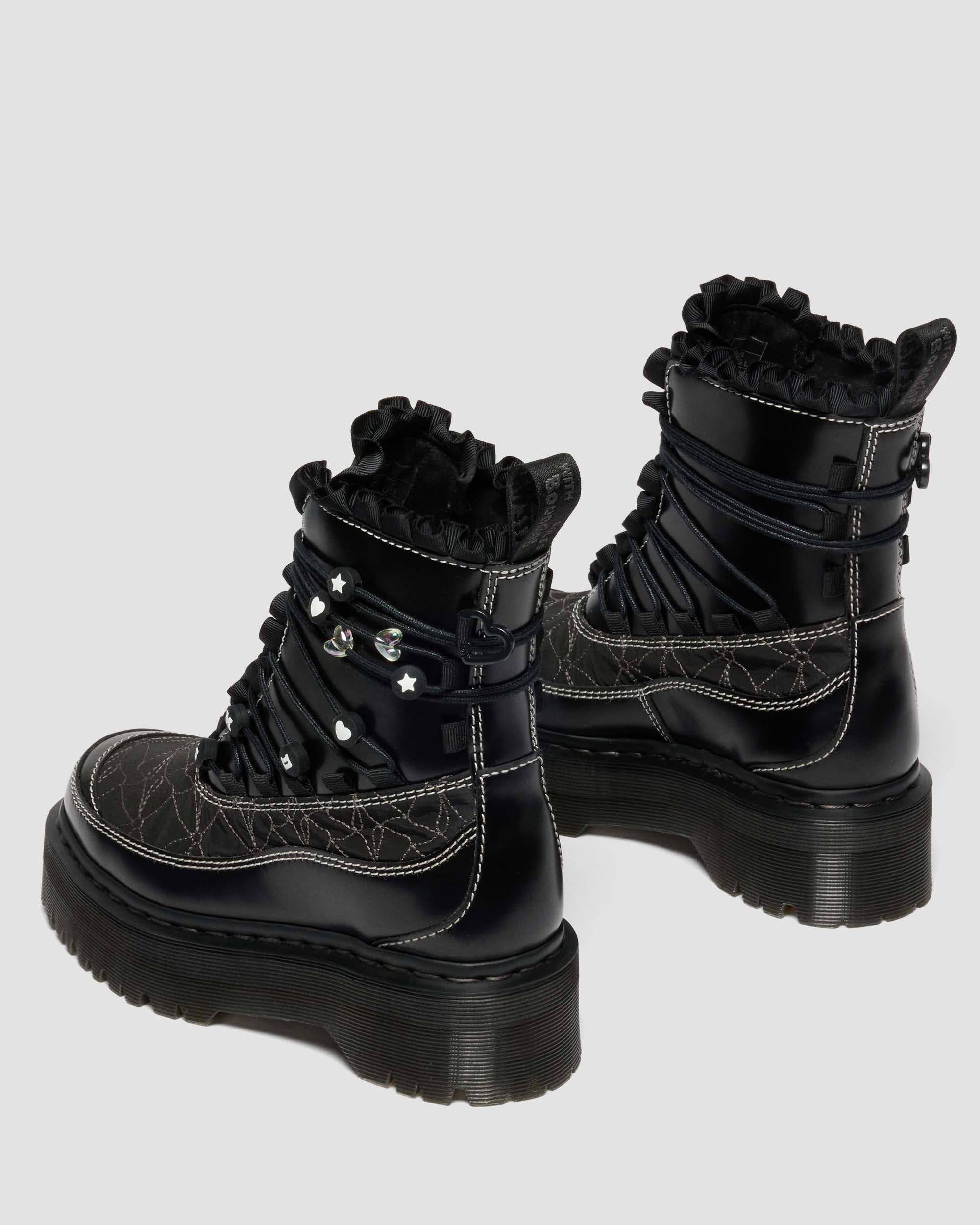 Dr. Martens Jadon Frill Smooth Leather Platform Boots In Black
