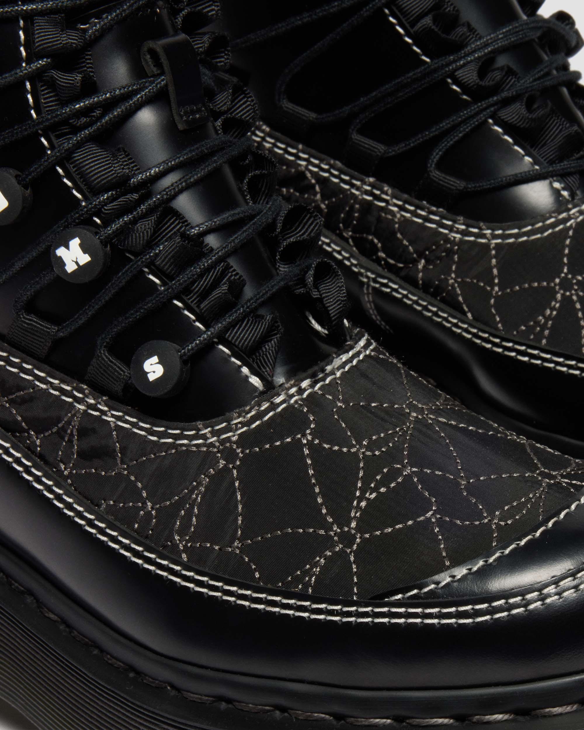 JADON FRILL SMOOTH LEATHER PLATFORM BOOTS in Black