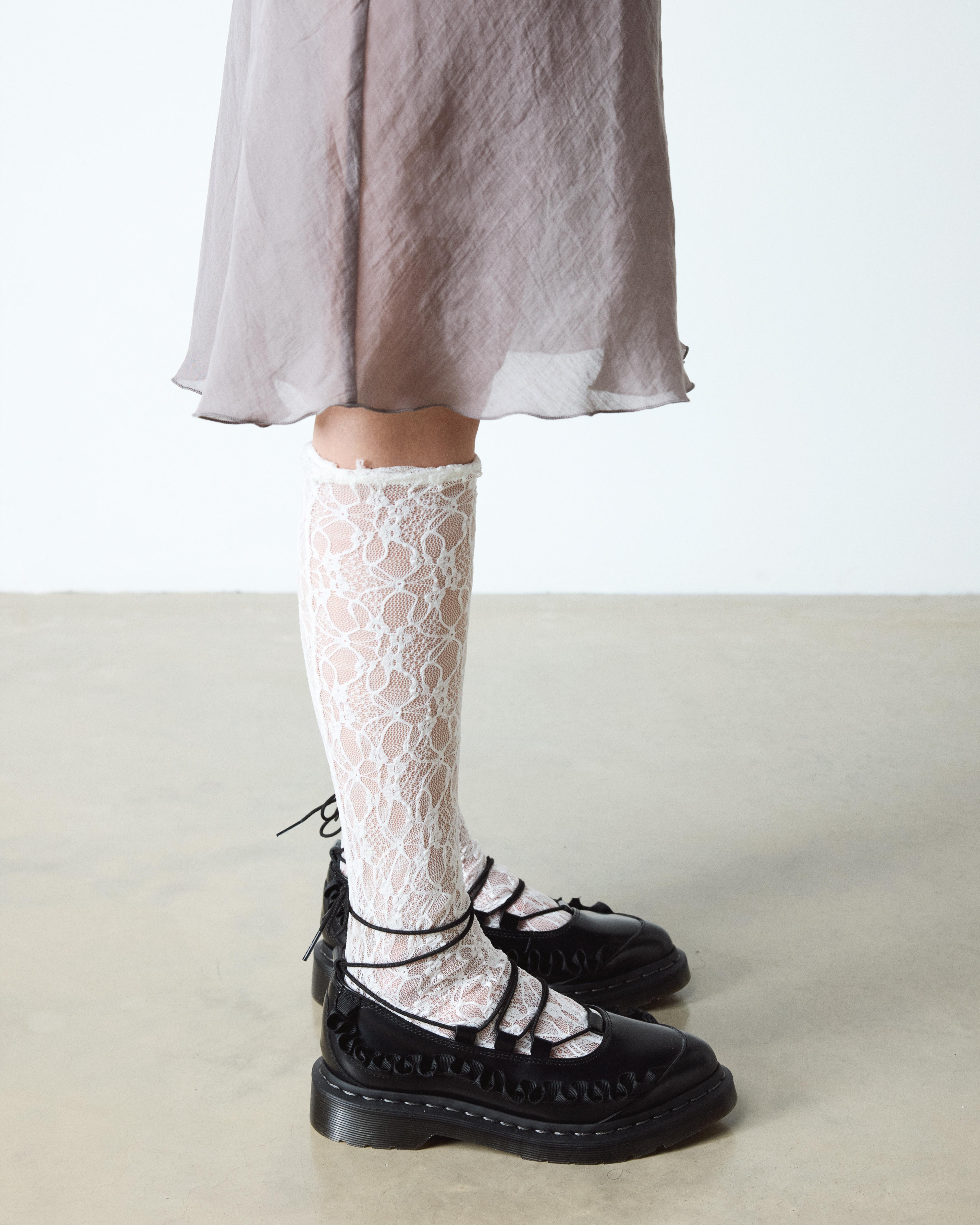 ELPHIE II FRILL LEATHER BALLET FLATS in Black