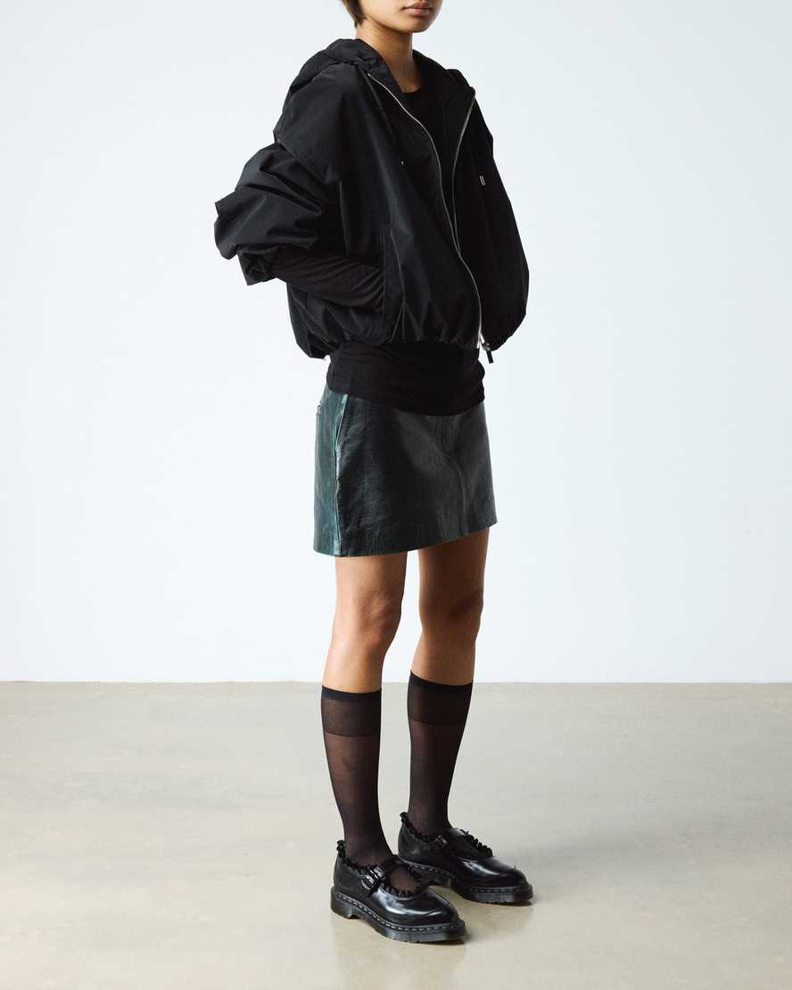 Dr. Martens Elphie Mary Jane Frill Leather Shoes In Black