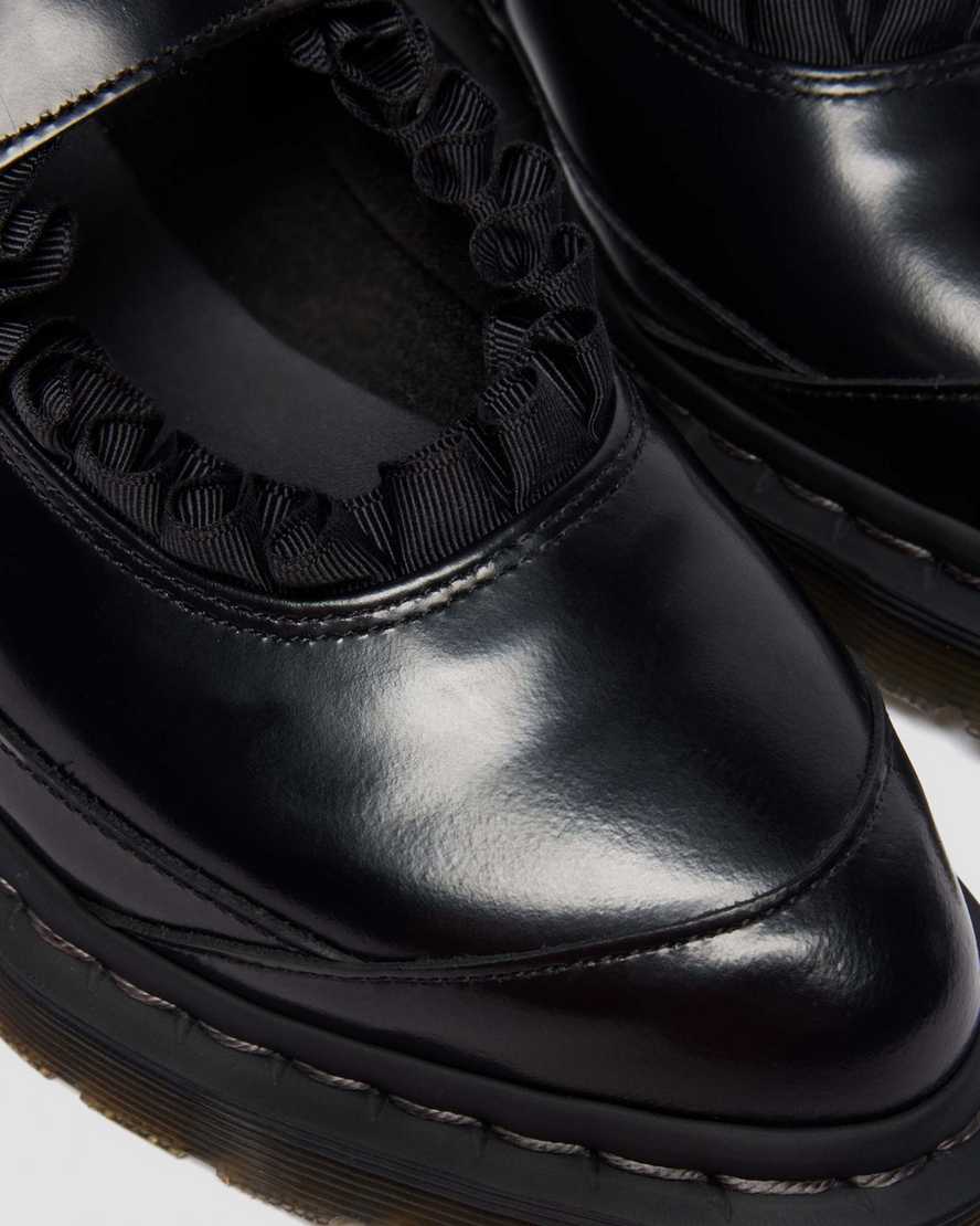 Dr. Martens Elphie Mary Jane Frill Leather Shoes In Black