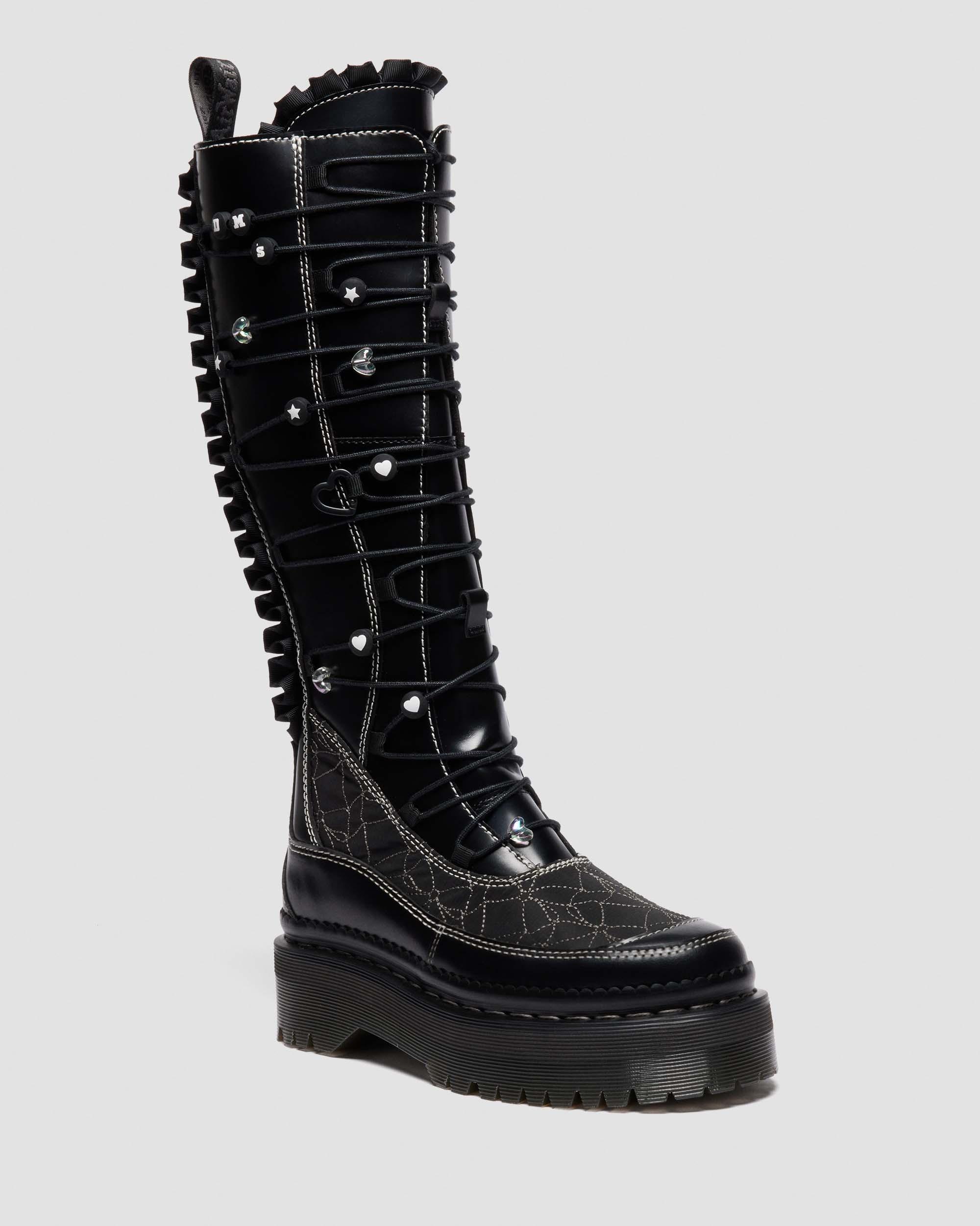 Dr. Martens Xtrm Frill Platform Leather Boots In Black