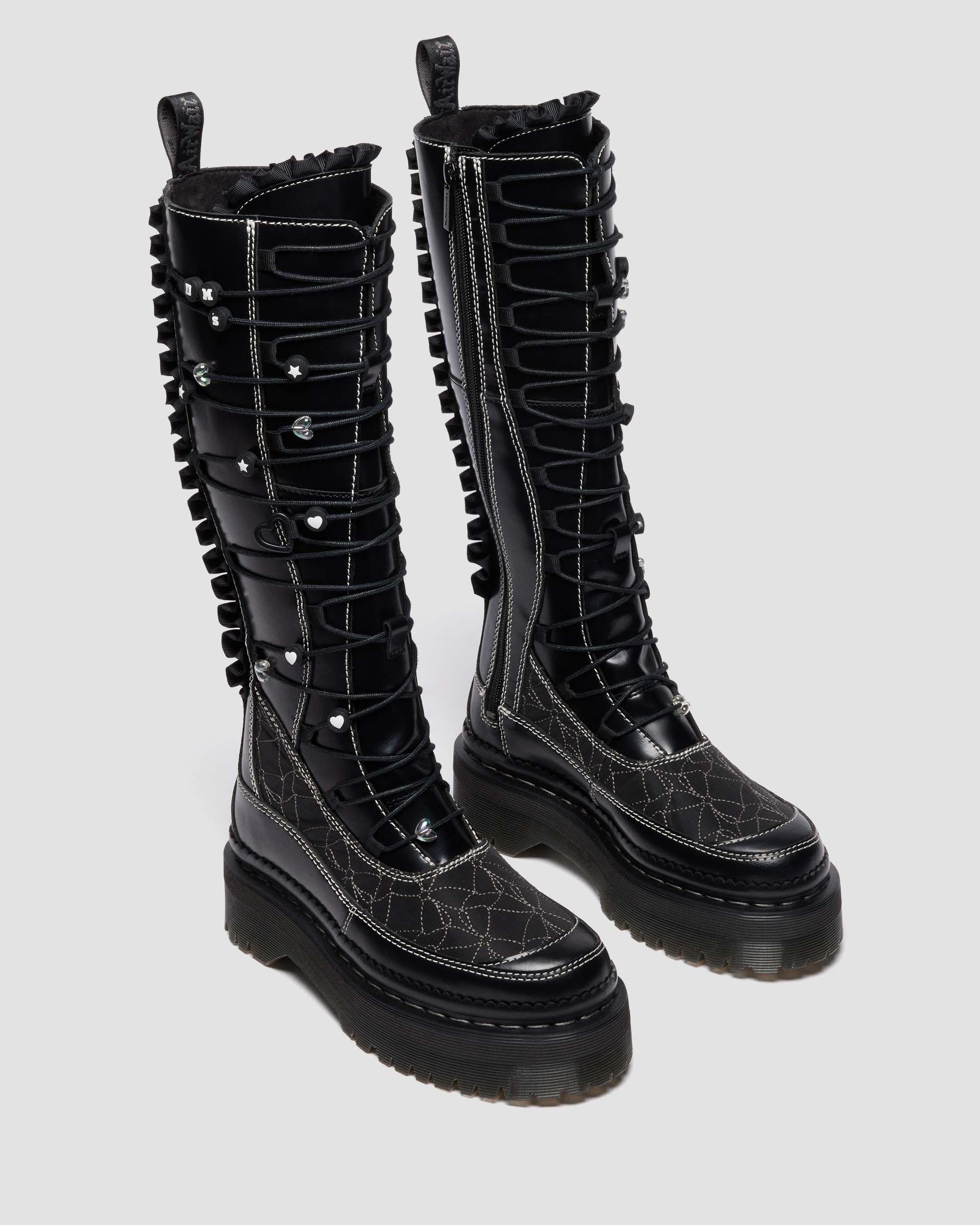 Dr. Martens Xtrm Frill Platform Leather Boots In Black
