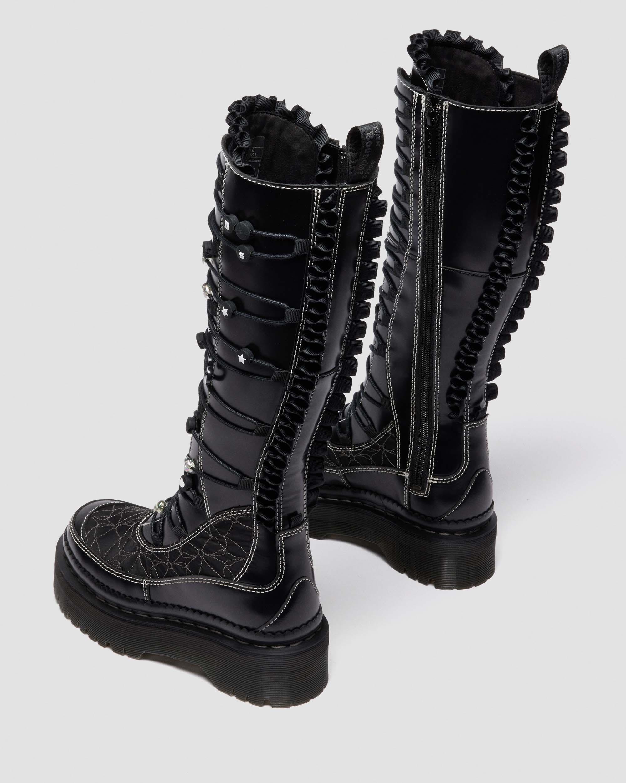 Dr. Martens Xtrm Frill Platform Leather Boots In Black