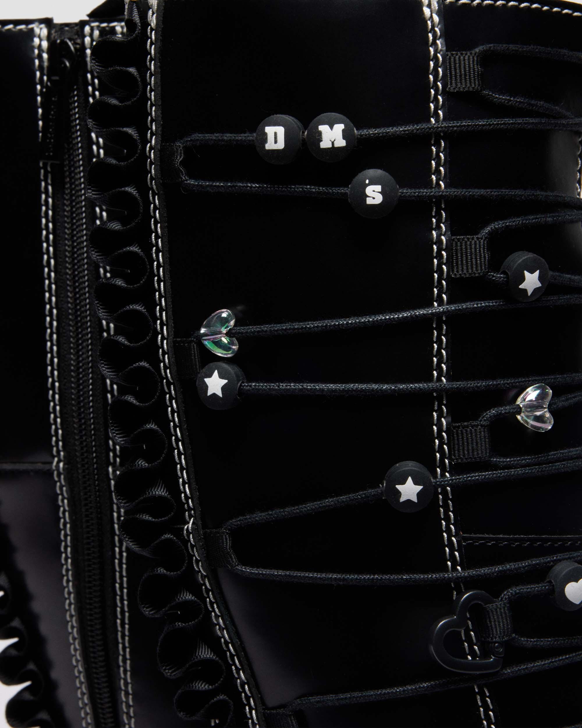 XTRM Frill Leren Platformlaarzen in Zwart