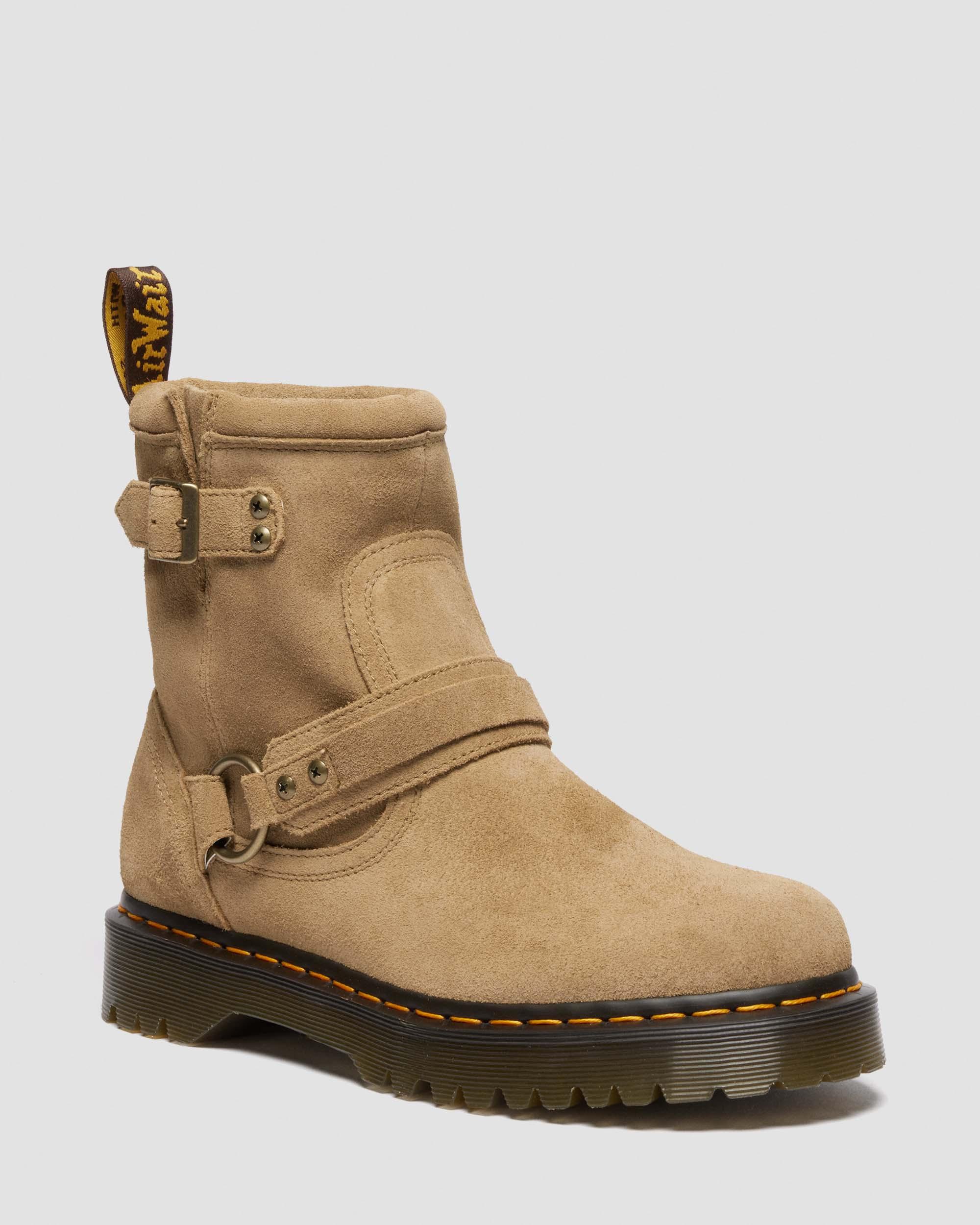 Anistone Harness Suede Biker Boots in SAVANNAH TAN | Dr. Martens™