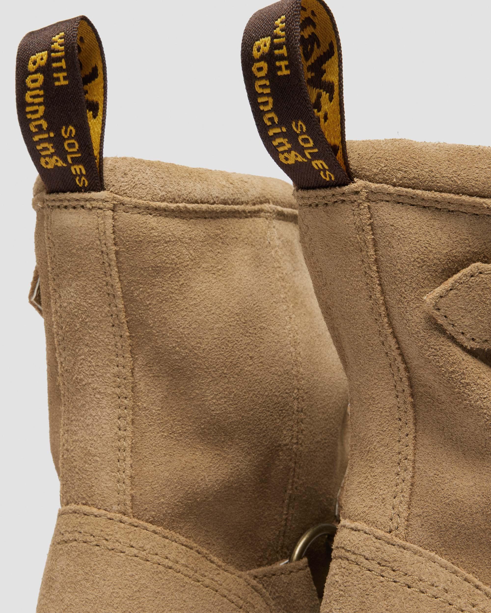 Dr. Martens Anistone Harness Suede Biker Boots In Brown