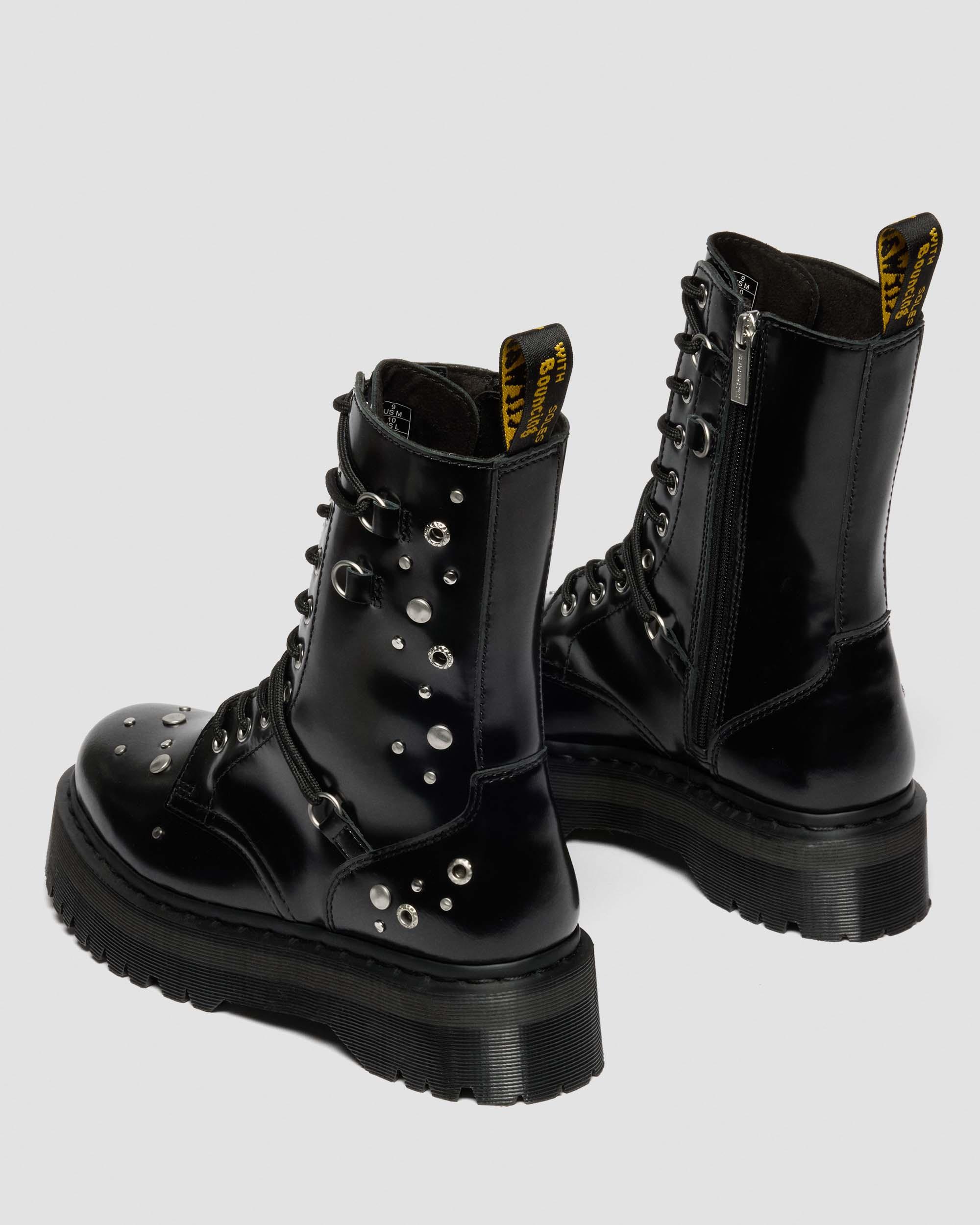 JADON HI STUDDED BUTTERO LEATHER PLATFORM BOOTS in Black