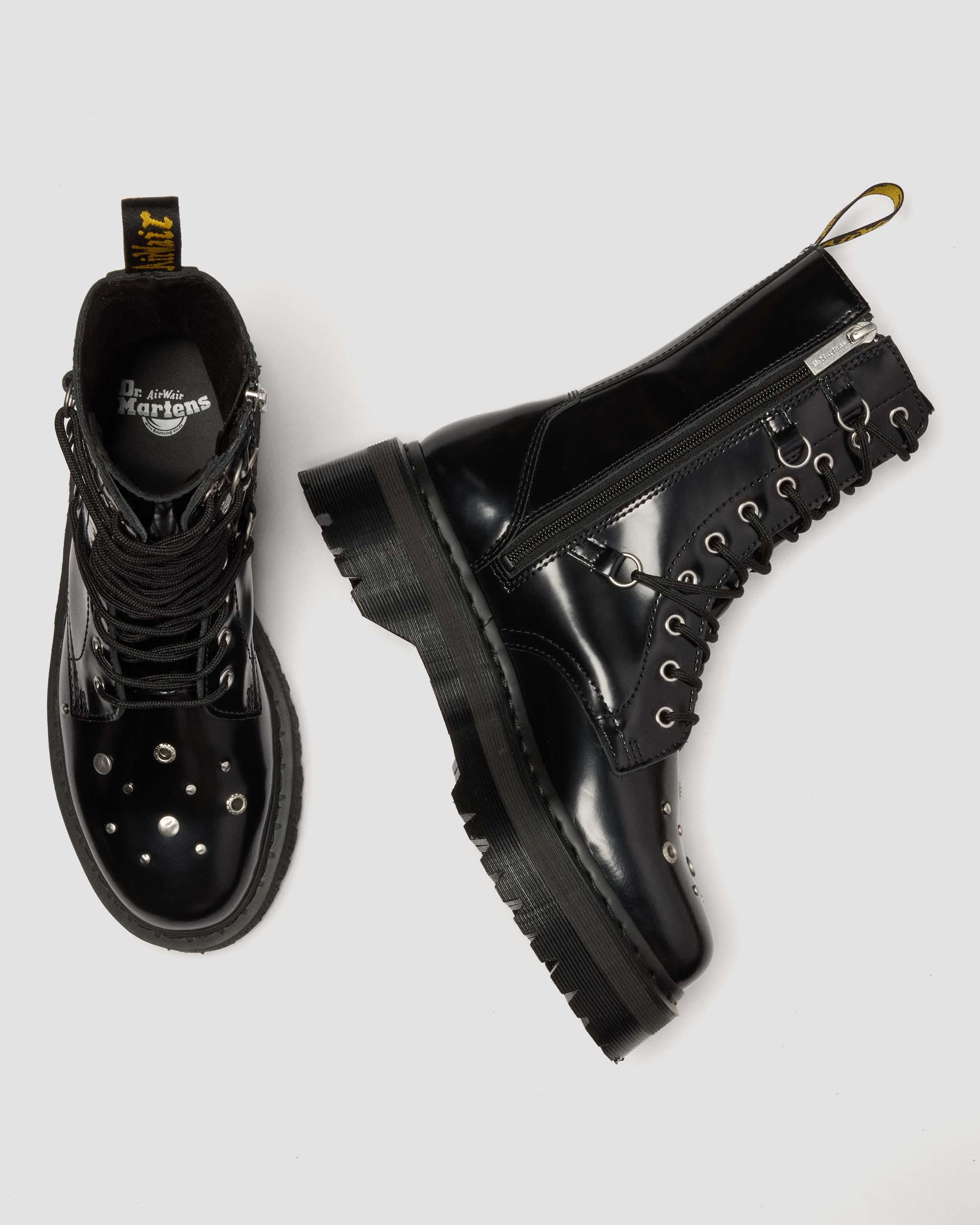 JADON HI STUDDED BUTTERO LEATHER PLATFORM BOOTS in Black Buttero