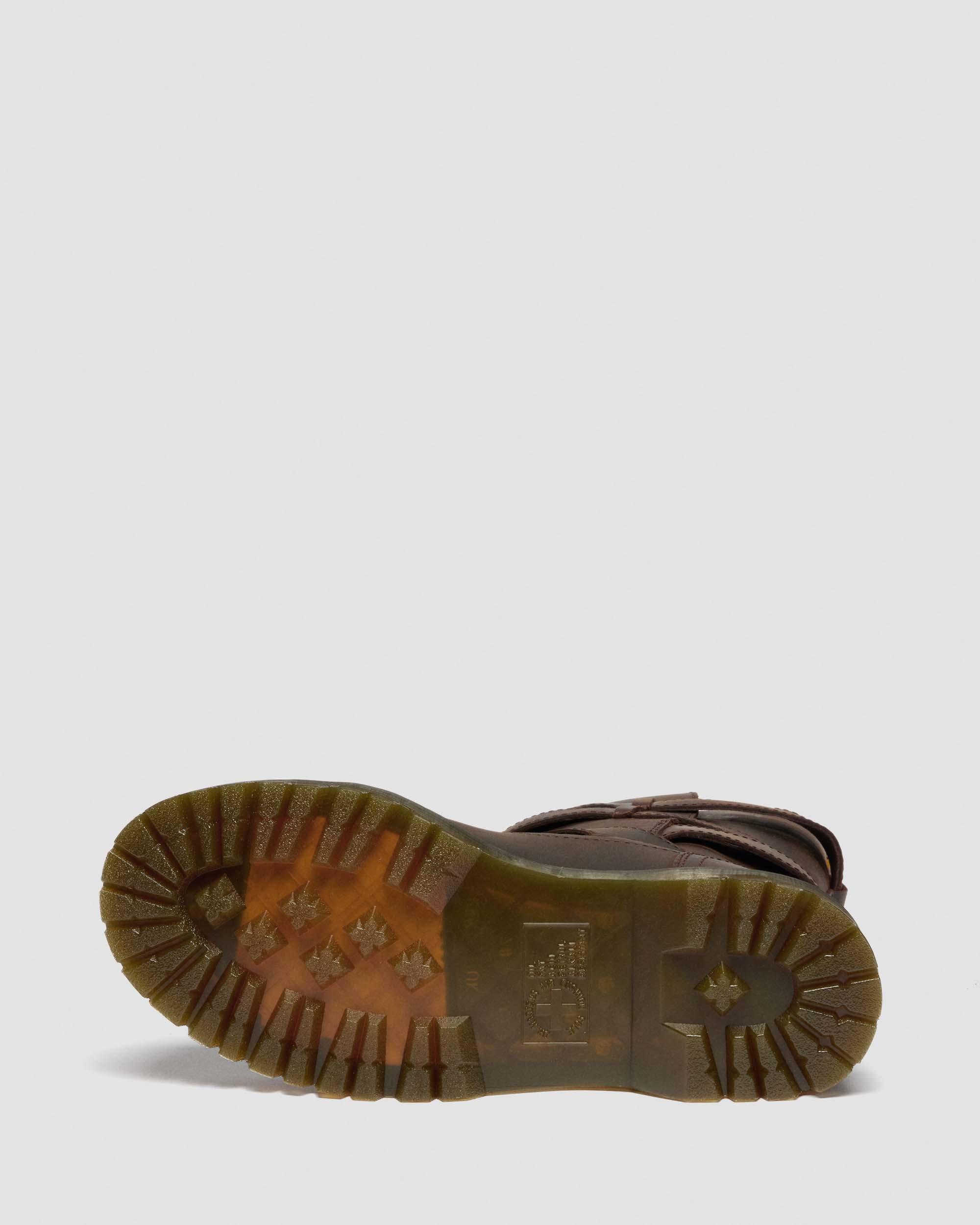 Anistone Two Strap Crazy Horse Leather Biker Boots in Dark Brown