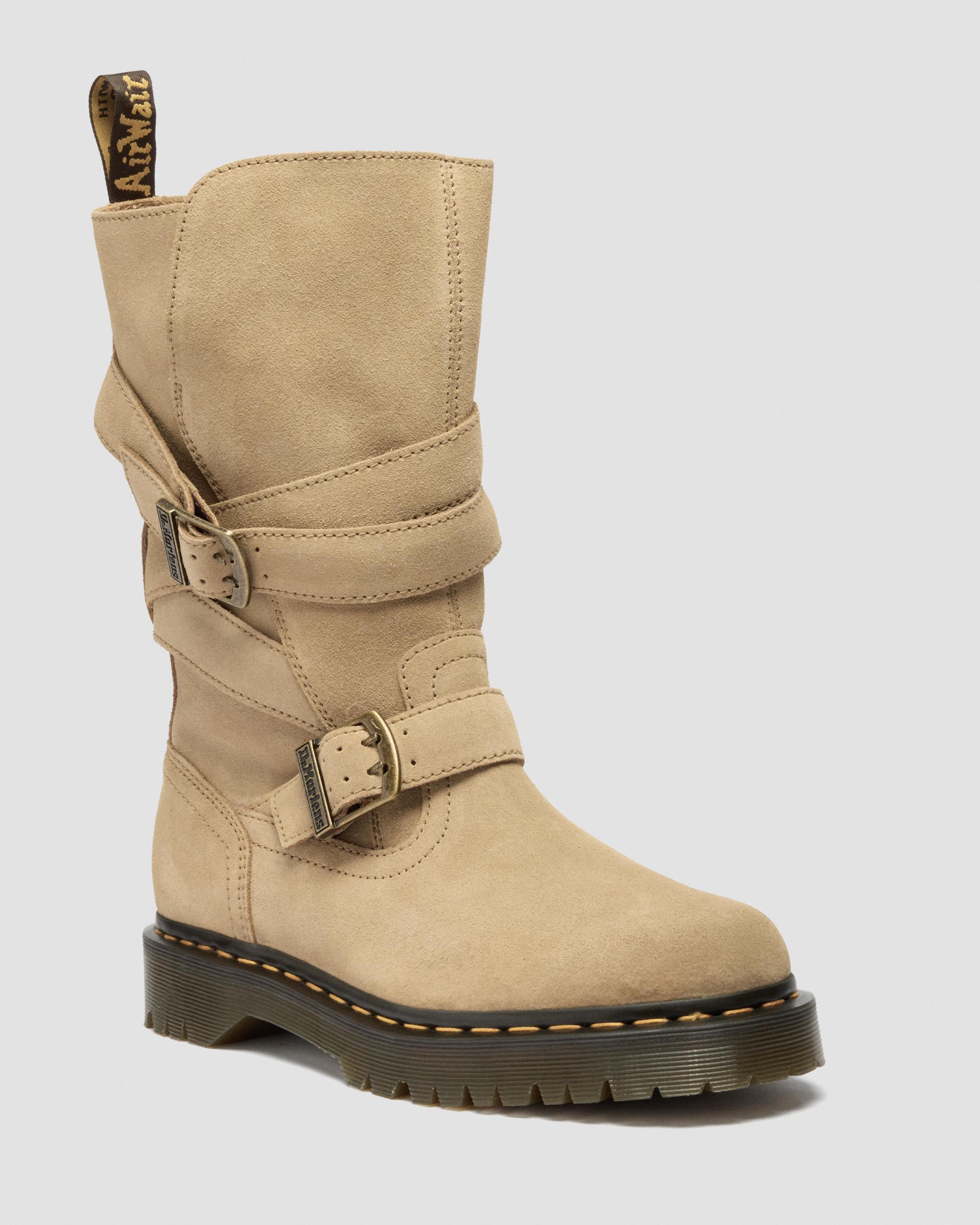Stivali Biker Anistone Two Strap in camoscio in Camel