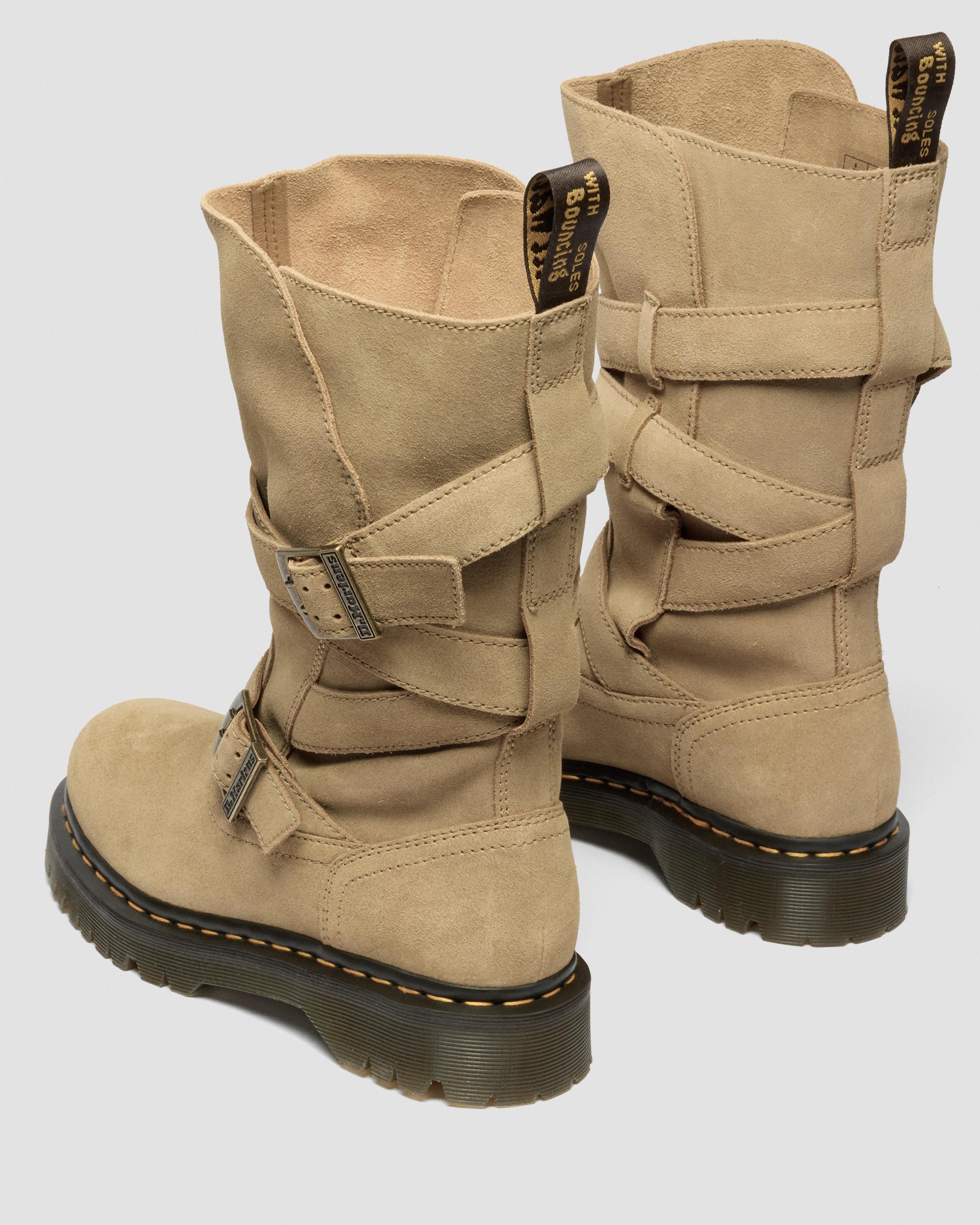 Stivali Biker Anistone Two Strap in camoscio in Camel